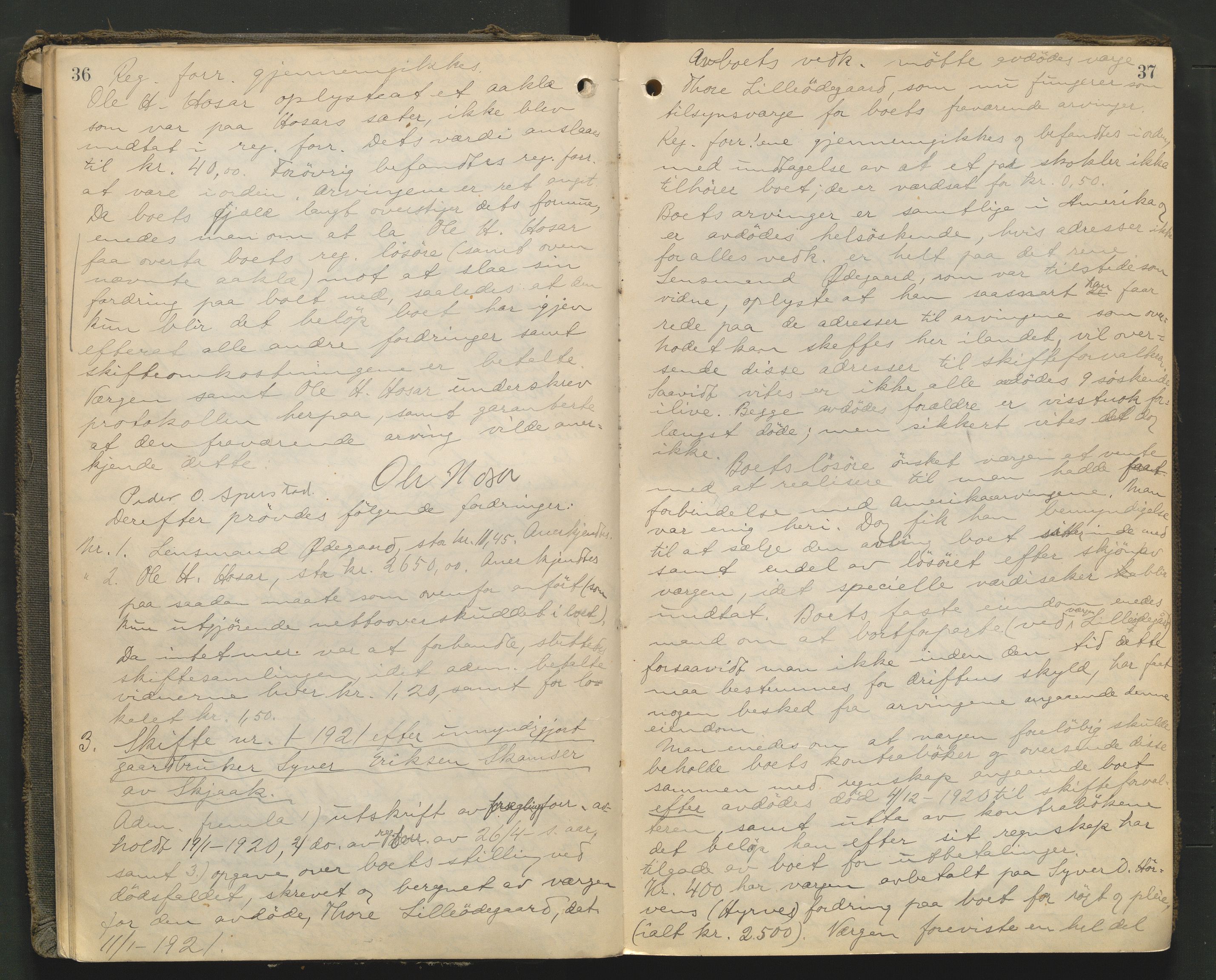 Nord-Gudbrandsdal tingrett, AV/SAH-TING-002/J/Jc/L0007: Skifteforhandlingsprotokoll, 1920-1926, p. 36-37