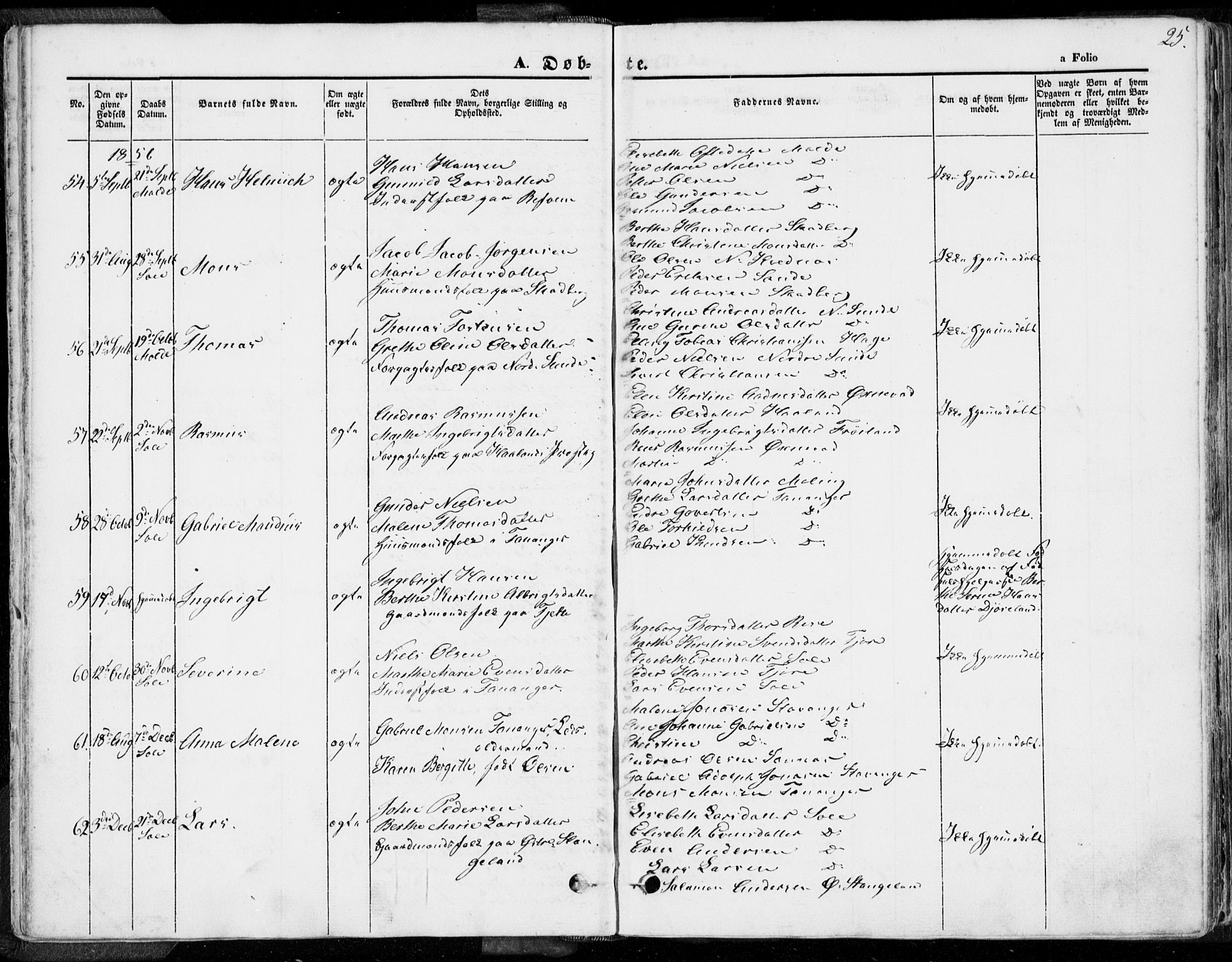 Håland sokneprestkontor, SAST/A-101802/001/30BA/L0007: Parish register (official) no. A 7.1, 1854-1870, p. 25