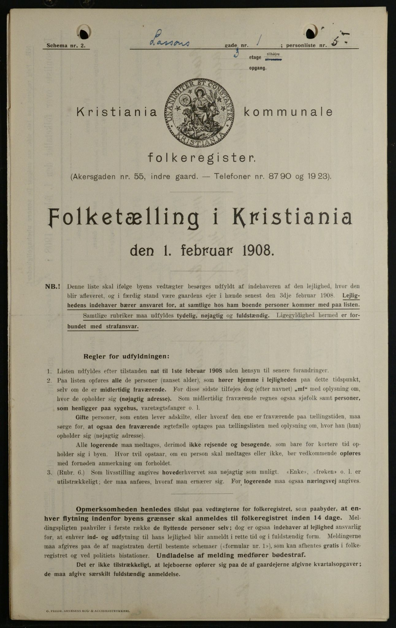 OBA, Municipal Census 1908 for Kristiania, 1908, p. 51330