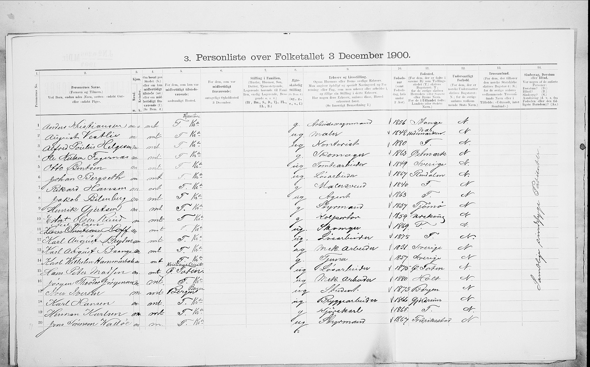 SAO, 1900 census for Kristiania, 1900, p. 92447