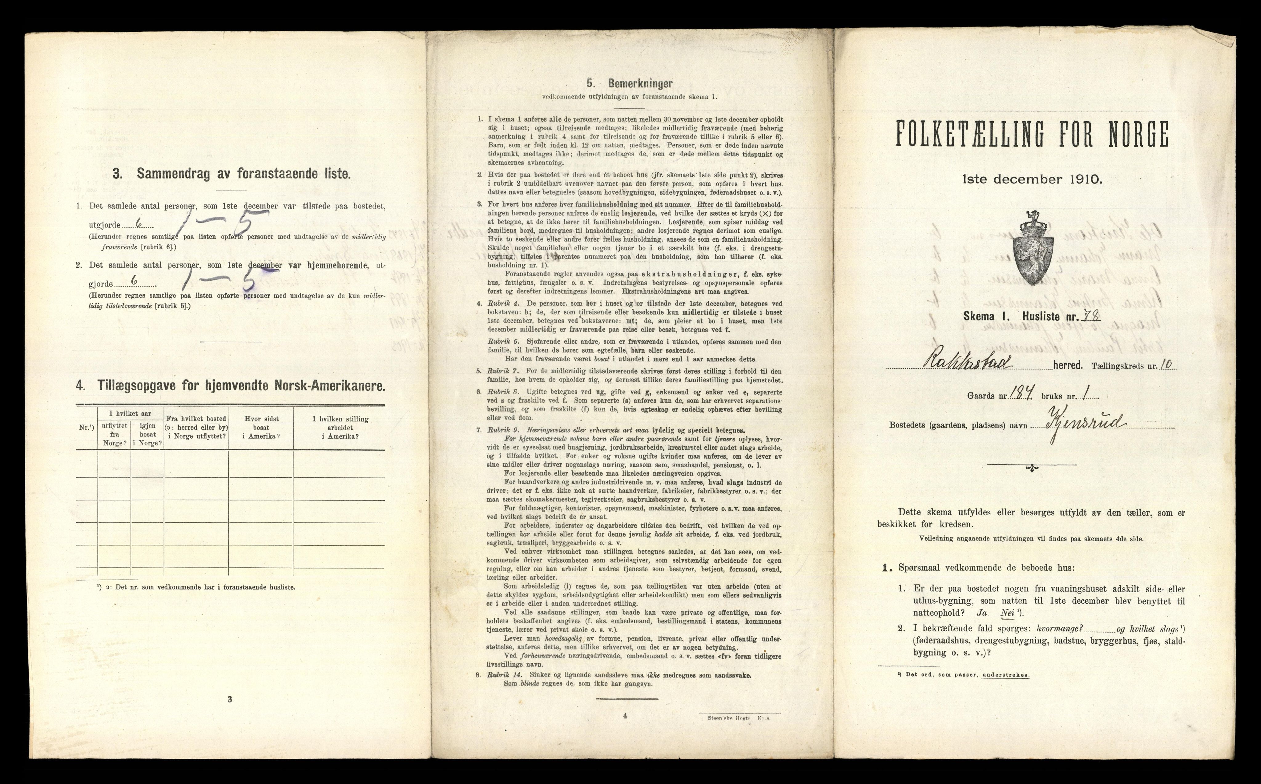 RA, 1910 census for Rakkestad, 1910, p. 1653