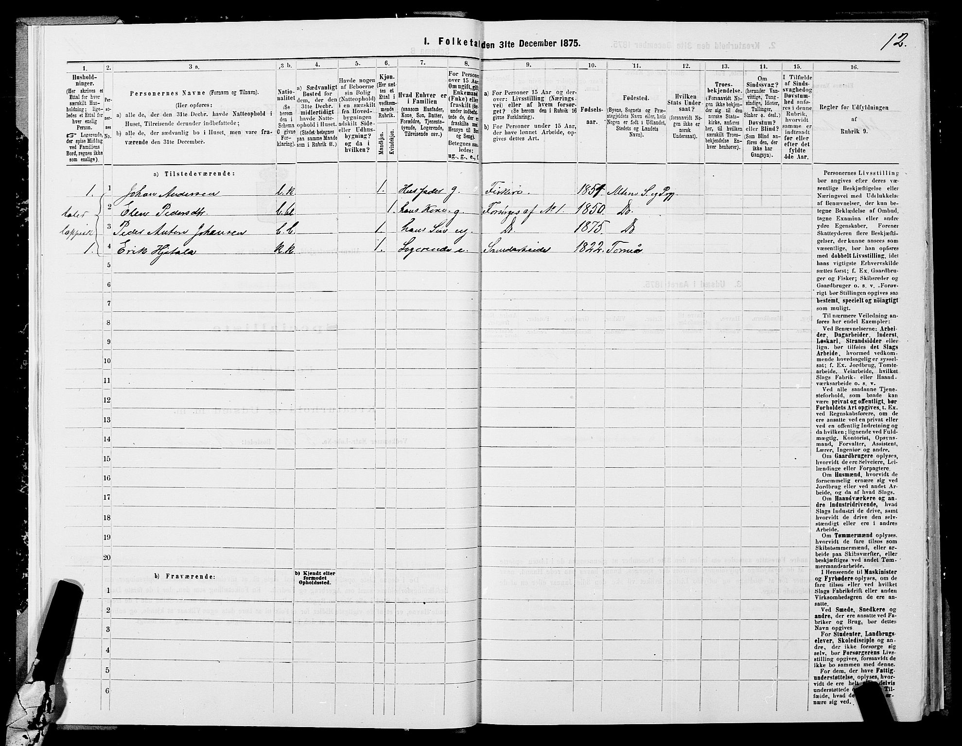 SATØ, 1875 census for 2012P Alta, 1875, p. 1012