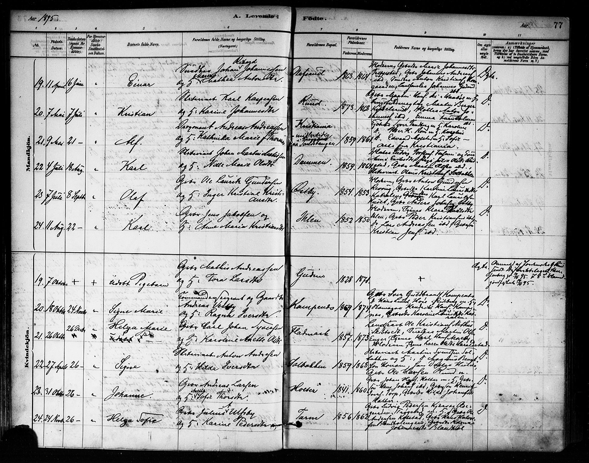 Askim prestekontor Kirkebøker, AV/SAO-A-10900/F/Fa/L0007: Parish register (official) no. 7, 1882-1897, p. 77