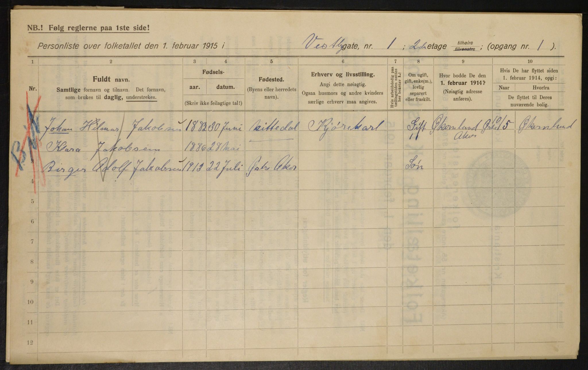 OBA, Municipal Census 1915 for Kristiania, 1915, p. 122908