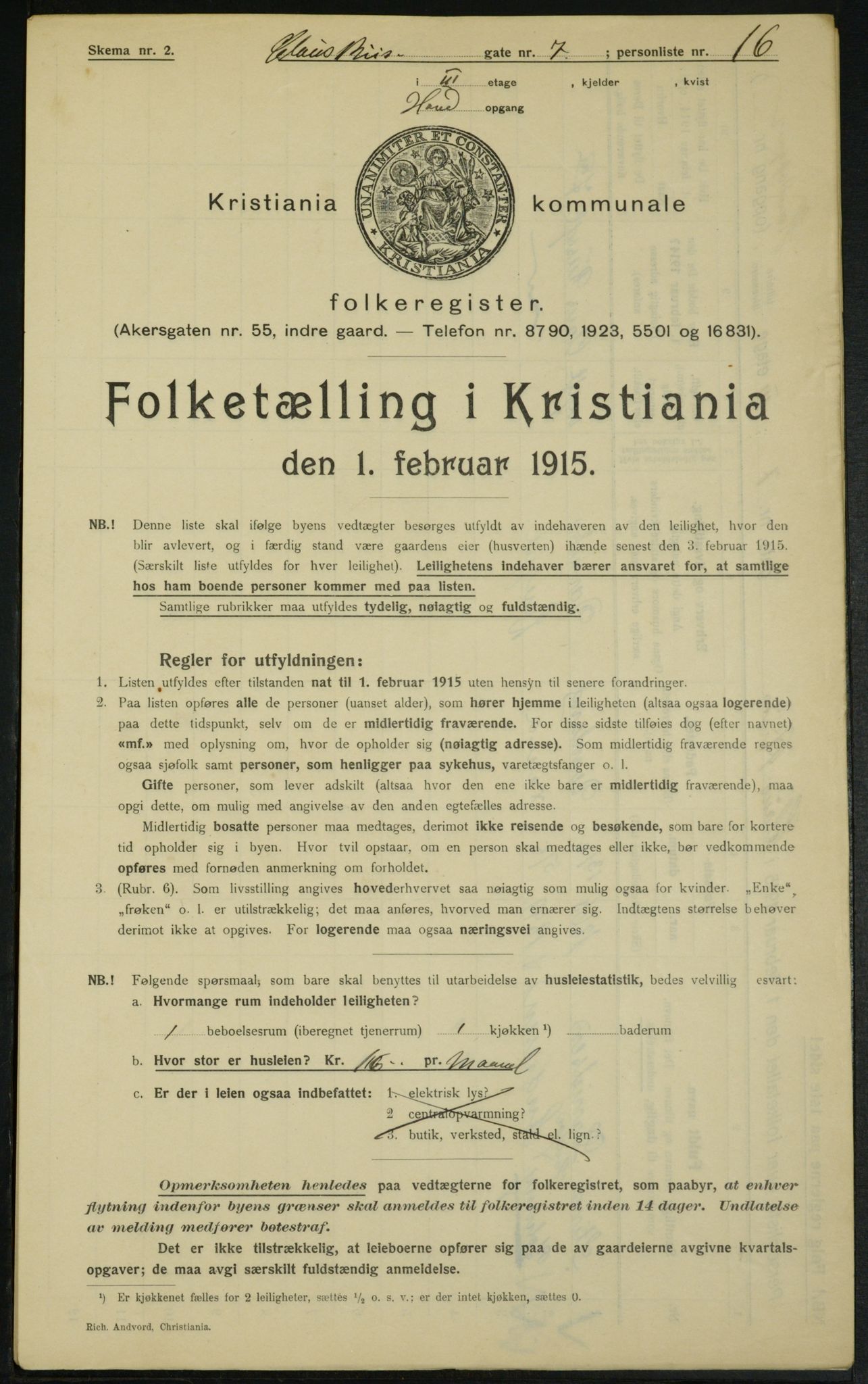 OBA, Municipal Census 1915 for Kristiania, 1915, p. 12766