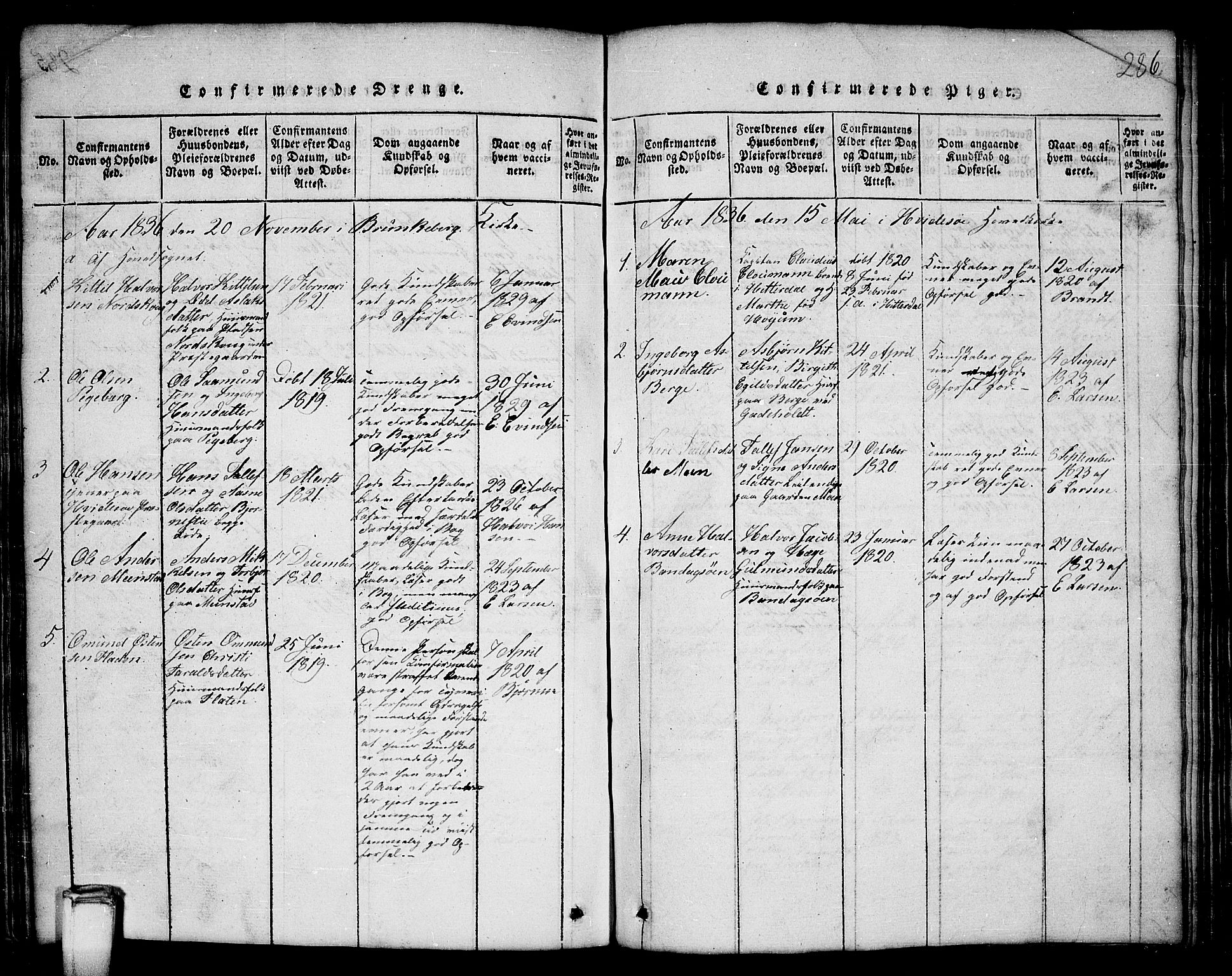 Kviteseid kirkebøker, AV/SAKO-A-276/G/Gb/L0001: Parish register (copy) no. II 1, 1815-1842, p. 286