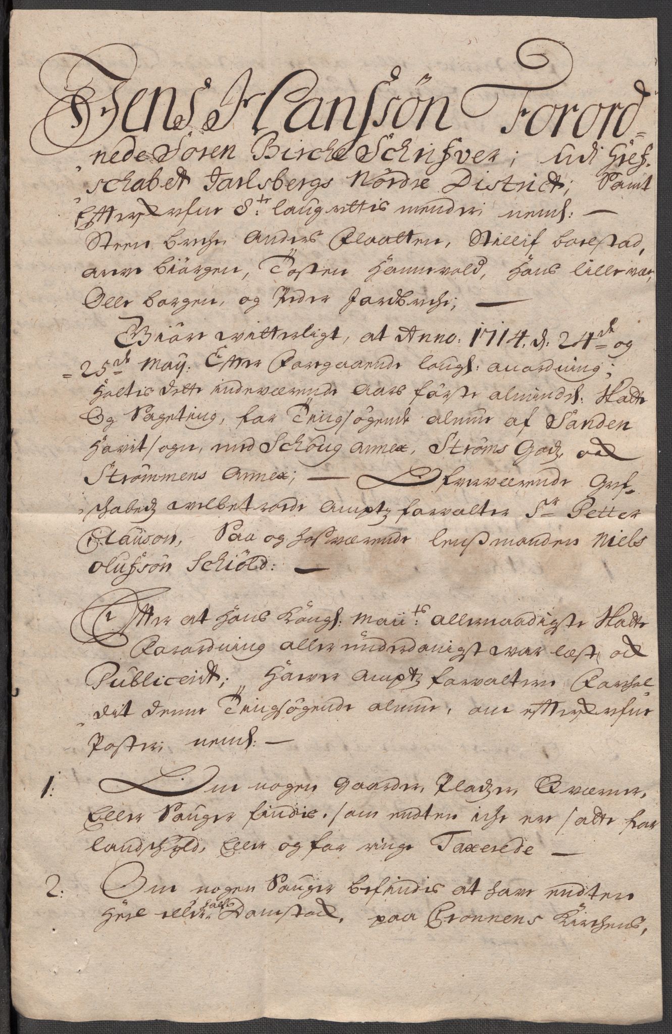 Rentekammeret inntil 1814, Reviderte regnskaper, Fogderegnskap, AV/RA-EA-4092/R32/L1879: Fogderegnskap Jarlsberg grevskap, 1714-1715, p. 149