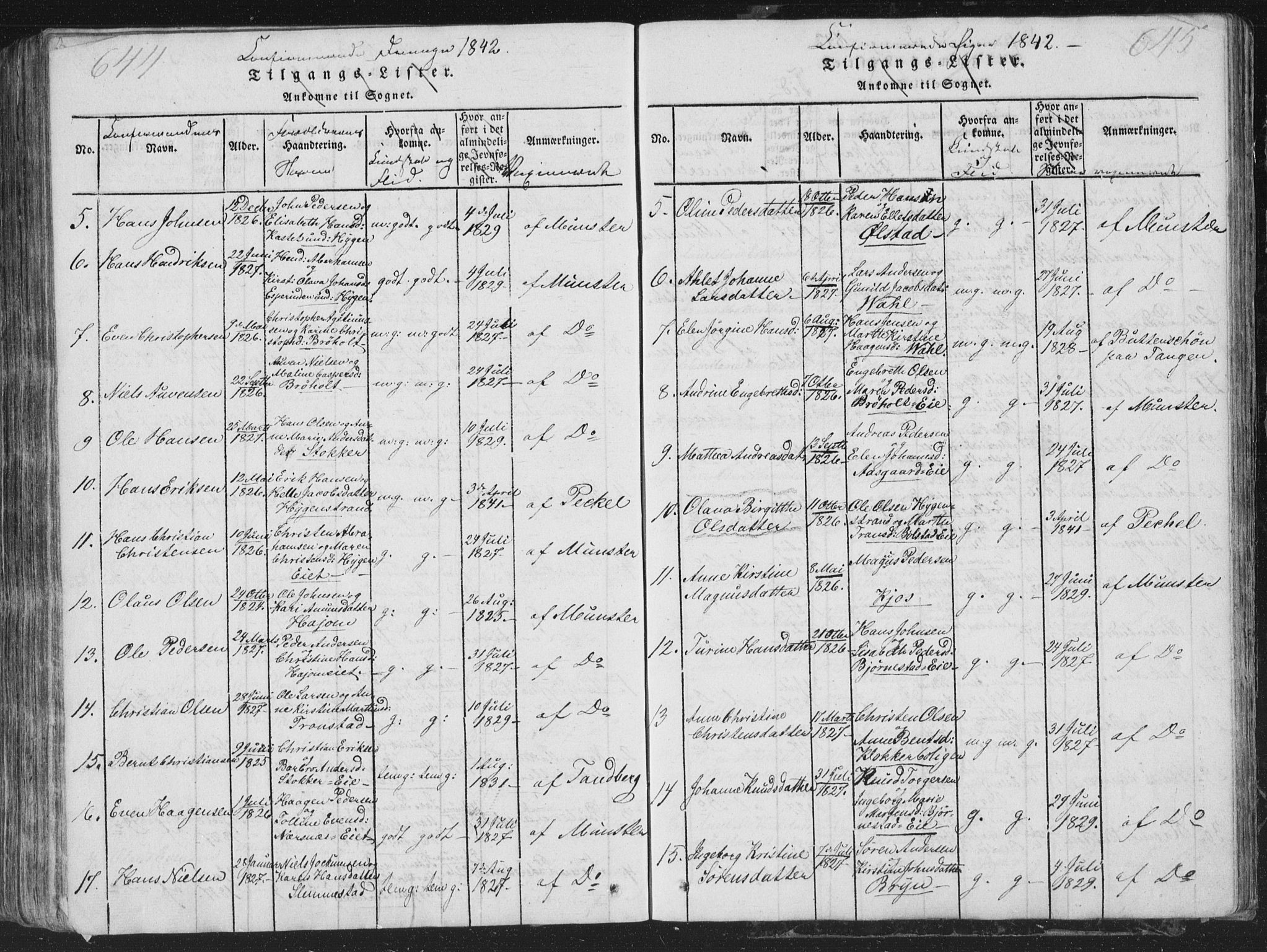 Røyken kirkebøker, AV/SAKO-A-241/G/Ga/L0003: Parish register (copy) no. 3, 1814-1856, p. 644-645