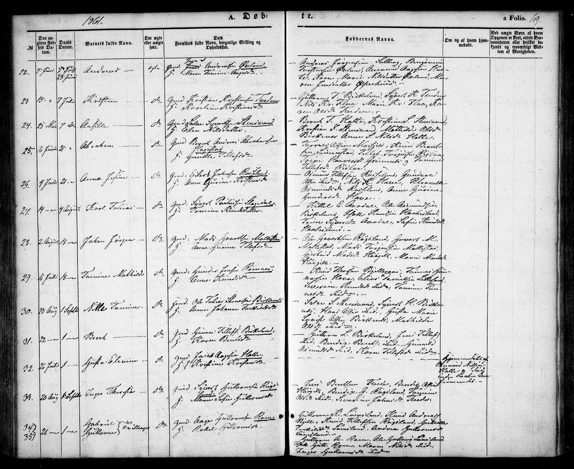 Birkenes sokneprestkontor, AV/SAK-1111-0004/F/Fa/L0003: Parish register (official) no. A 3, 1850-1866, p. 69