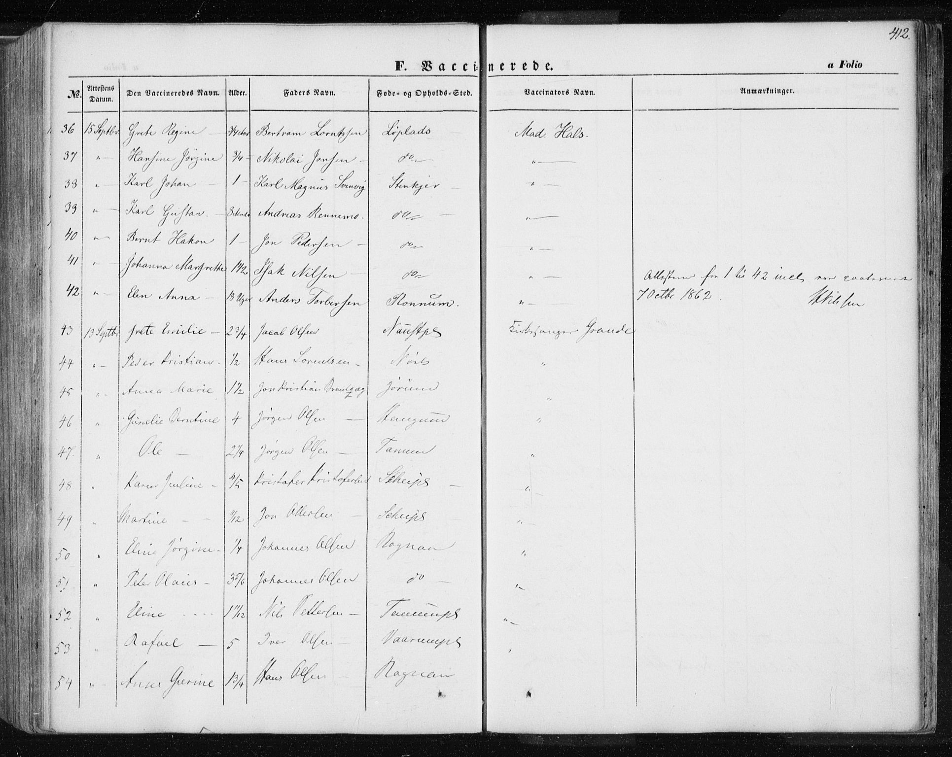 Ministerialprotokoller, klokkerbøker og fødselsregistre - Nord-Trøndelag, AV/SAT-A-1458/735/L0342: Parish register (official) no. 735A07 /1, 1849-1862, p. 412