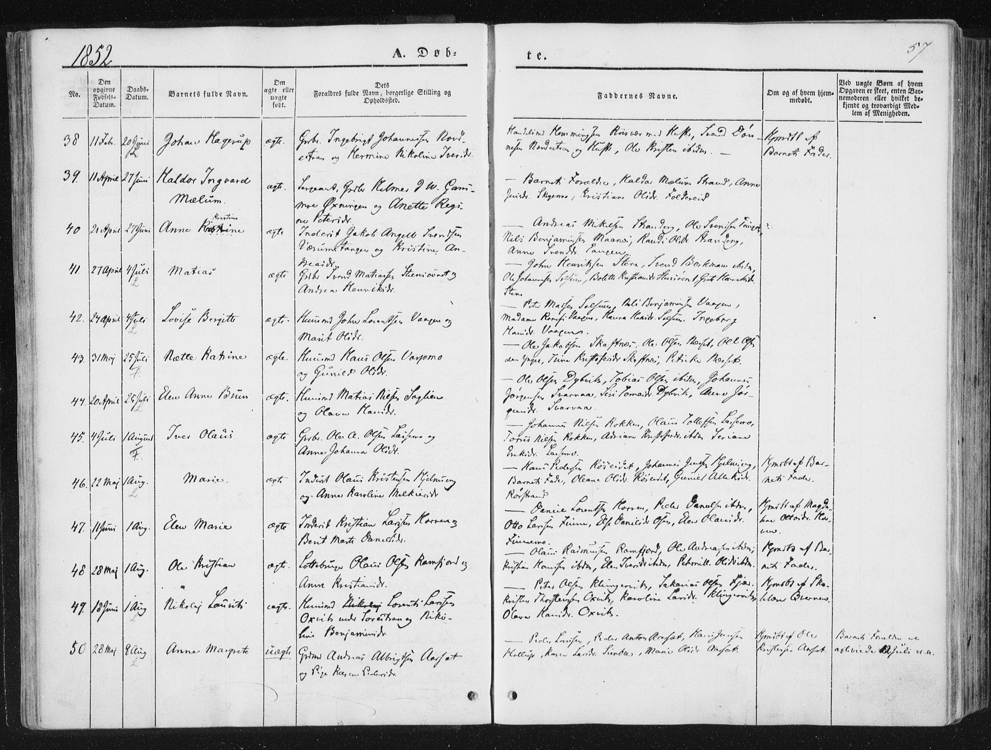 Ministerialprotokoller, klokkerbøker og fødselsregistre - Nord-Trøndelag, AV/SAT-A-1458/780/L0640: Parish register (official) no. 780A05, 1845-1856, p. 57