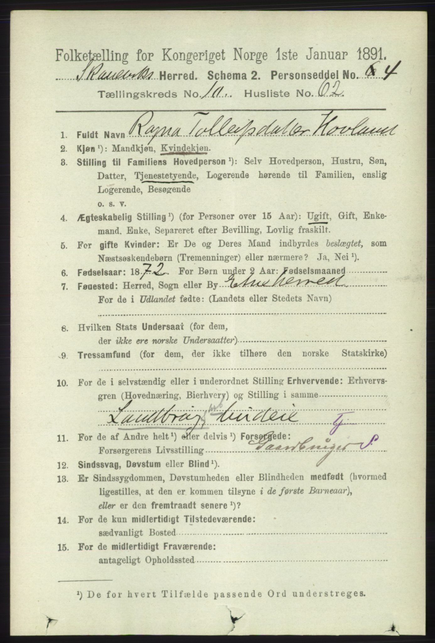 RA, 1891 census for 1212 Skånevik, 1891, p. 3245