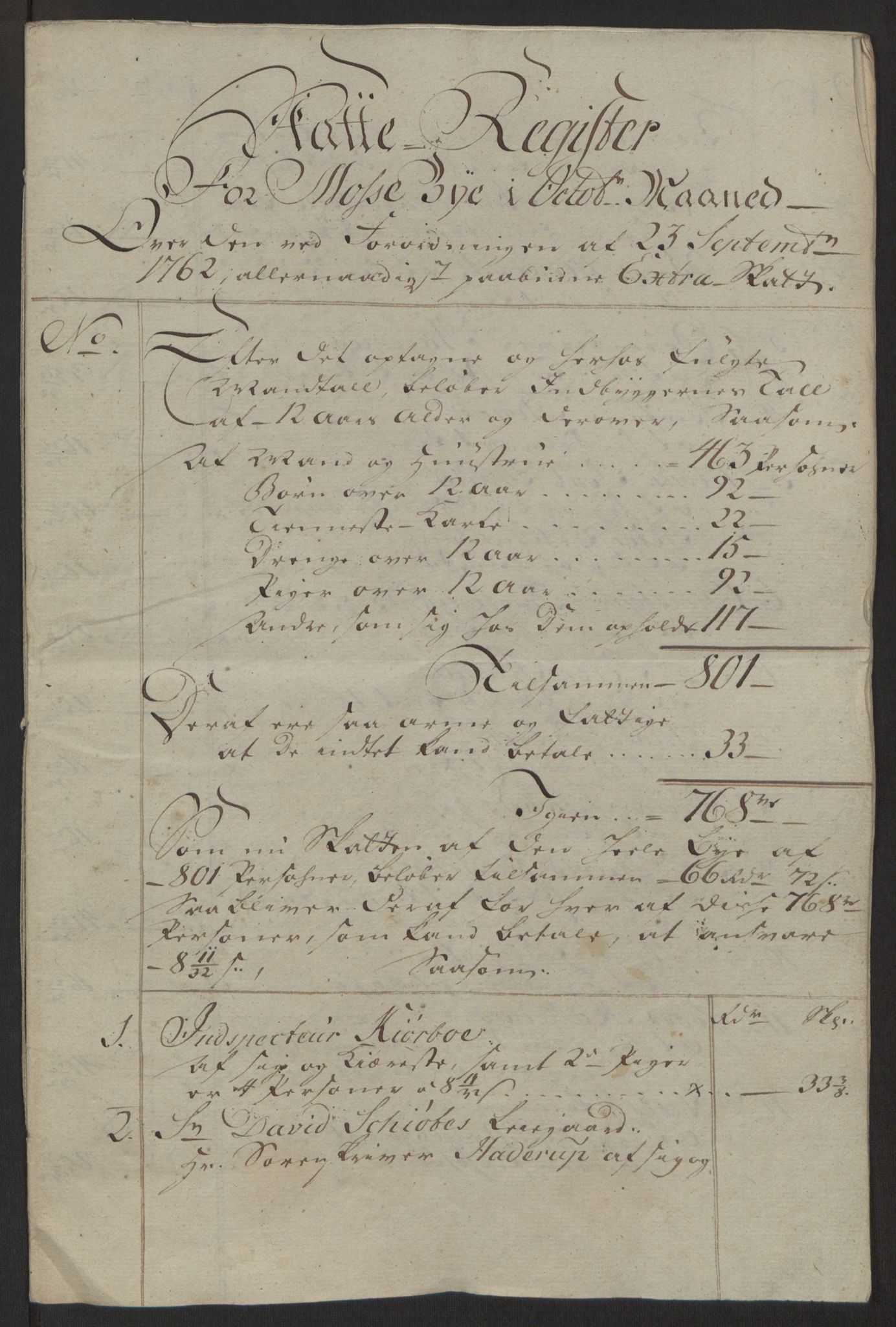 Rentekammeret inntil 1814, Reviderte regnskaper, Byregnskaper, AV/RA-EA-4066/R/Rc/L0042/0001: [C1] Kontribusjonsregnskap / Ekstraskatt, 1762-1765, p. 17