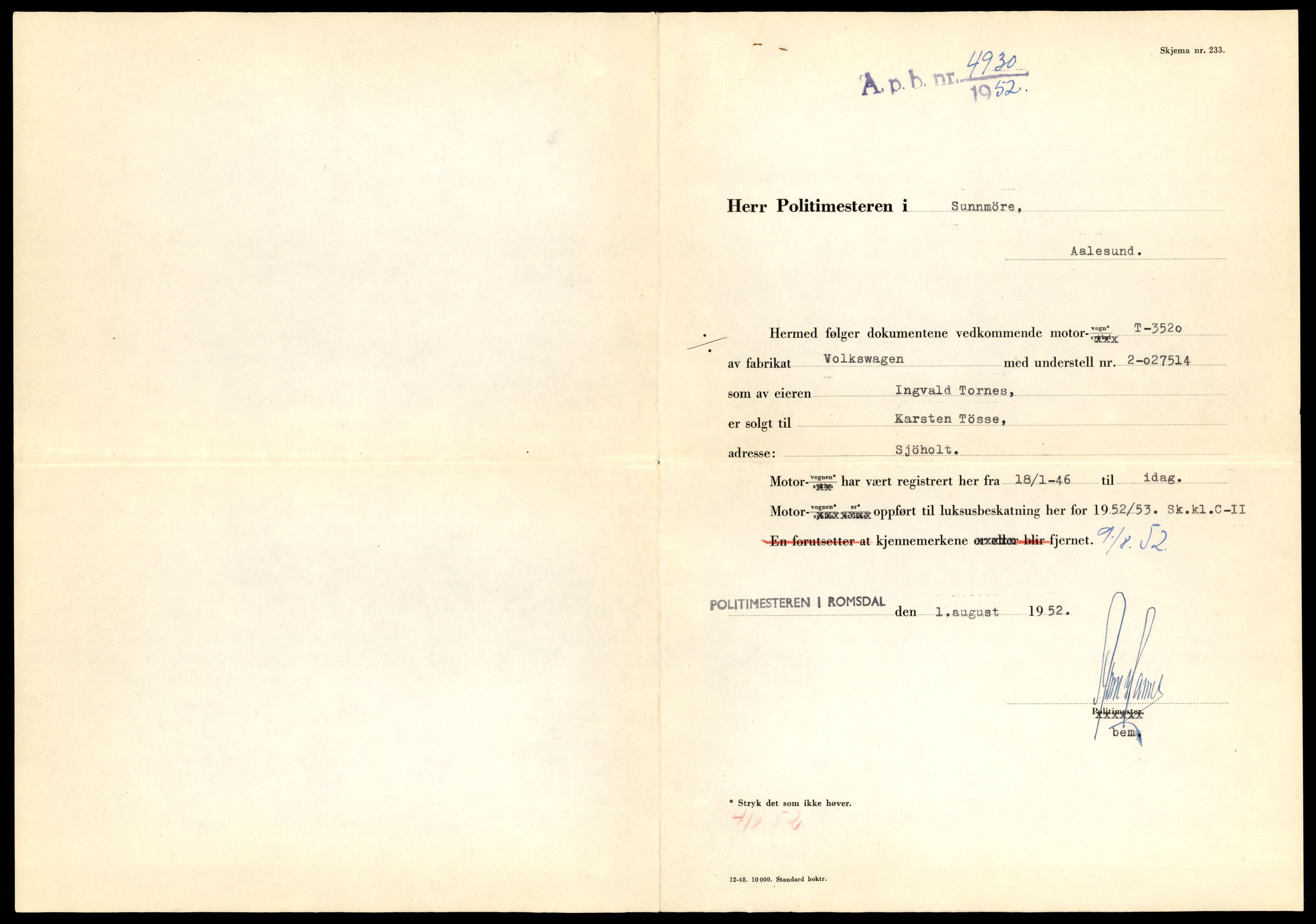 Møre og Romsdal vegkontor - Ålesund trafikkstasjon, AV/SAT-A-4099/F/Fe/L0025: Registreringskort for kjøretøy T 10931 - T 11045, 1927-1998, p. 957