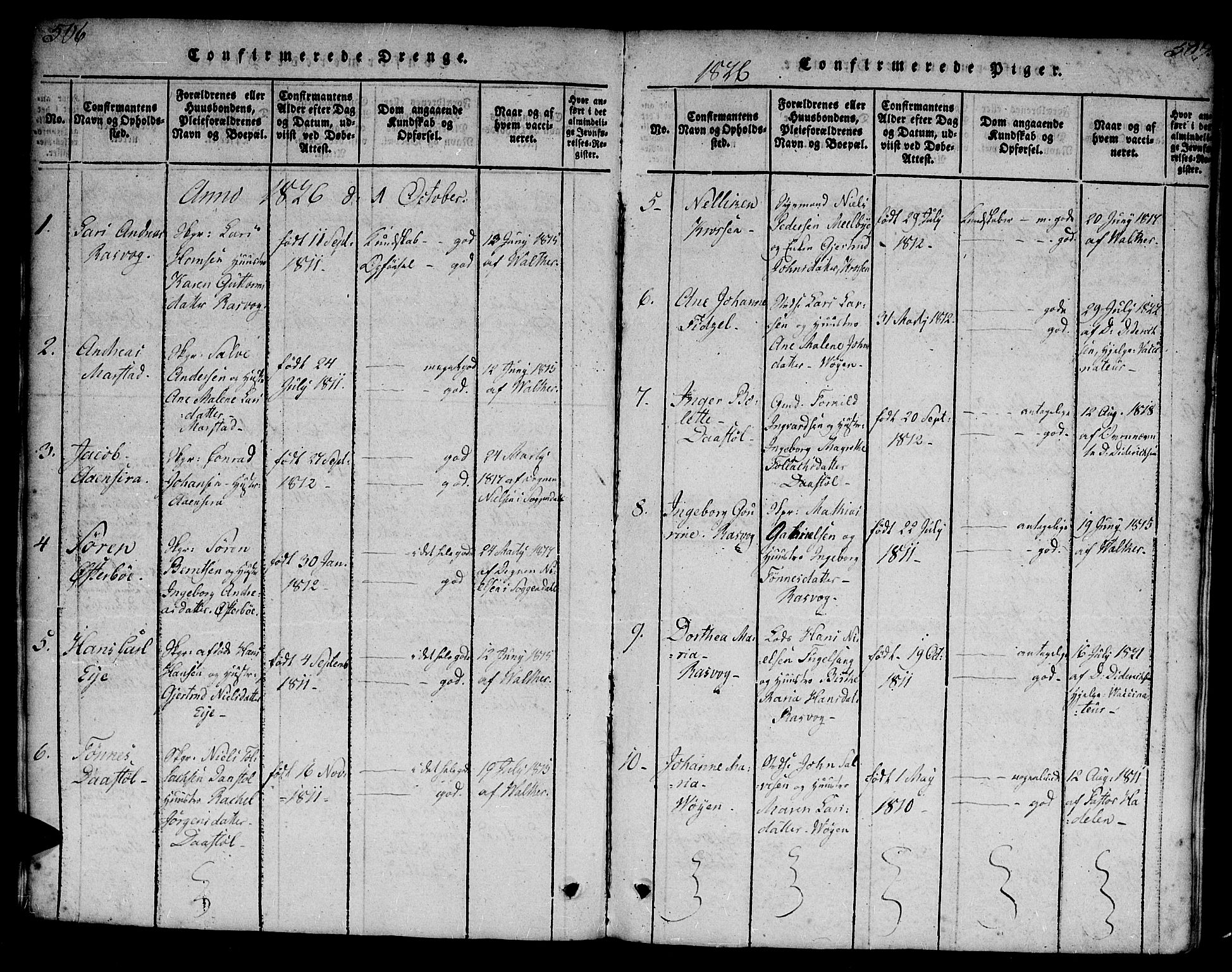 Flekkefjord sokneprestkontor, AV/SAK-1111-0012/F/Fa/Fab/L0003: Parish register (official) no. A 3, 1815-1830, p. 506-507