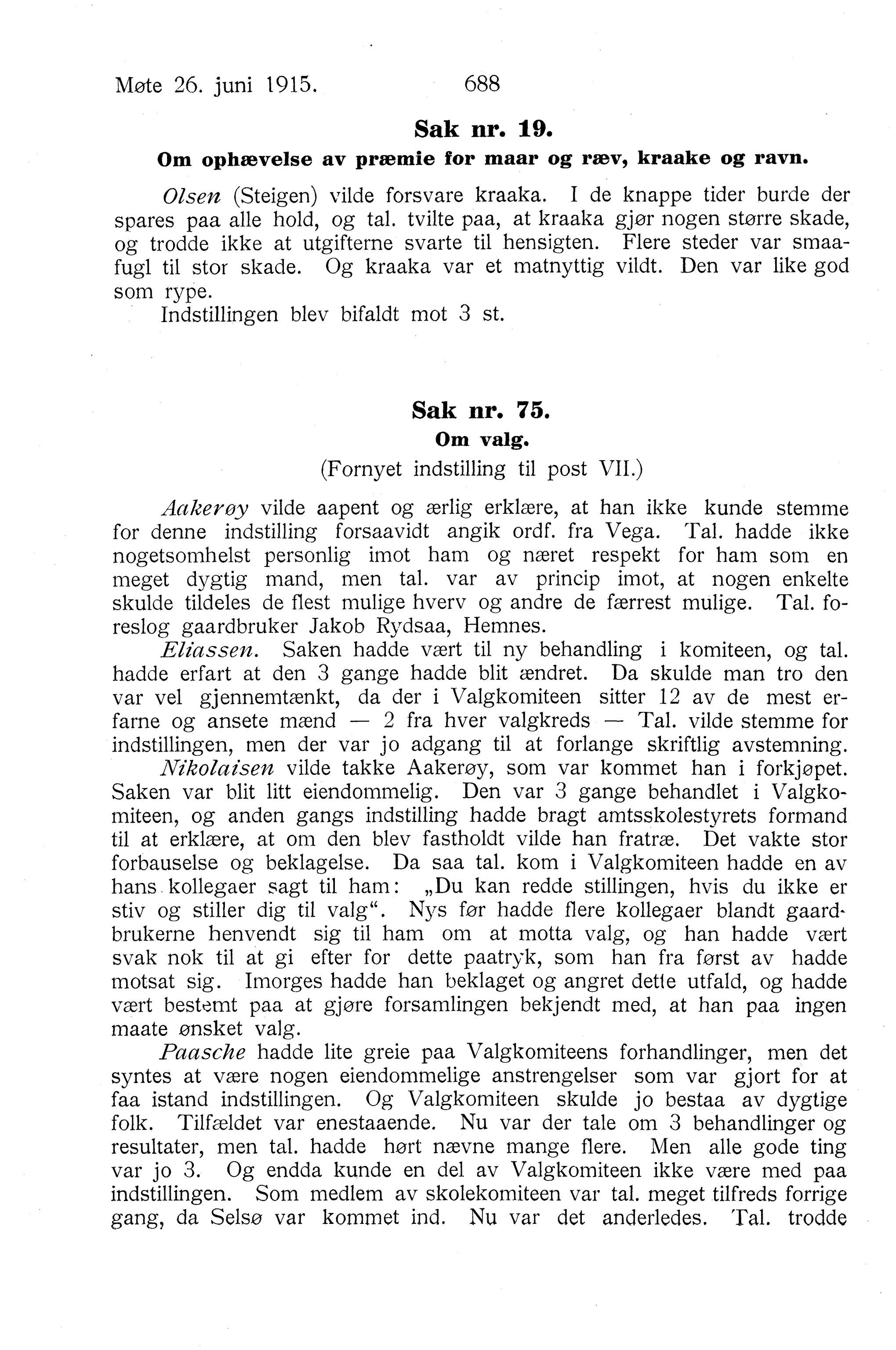 Nordland Fylkeskommune. Fylkestinget, AIN/NFK-17/176/A/Ac/L0038: Fylkestingsforhandlinger 1915, 1915