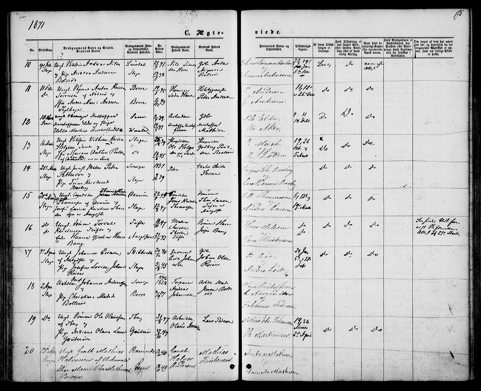 Sem kirkebøker, AV/SAKO-A-5/F/Fa/L0008: Parish register (official) no. I 8, 1866-1873, p. 175