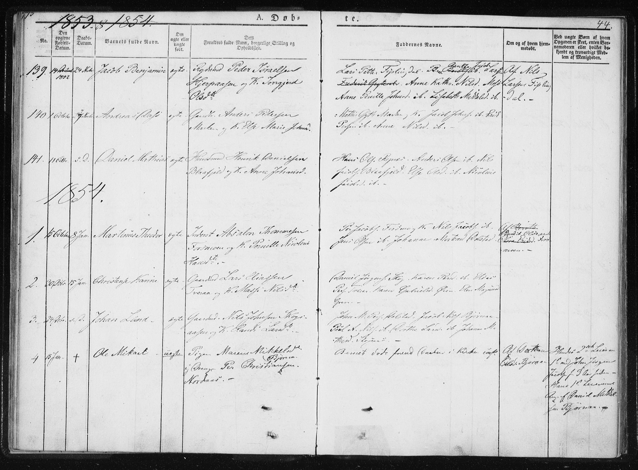 Ministerialprotokoller, klokkerbøker og fødselsregistre - Nordland, AV/SAT-A-1459/820/L0292: Parish register (official) no. 820A13, 1851-1854, p. 44