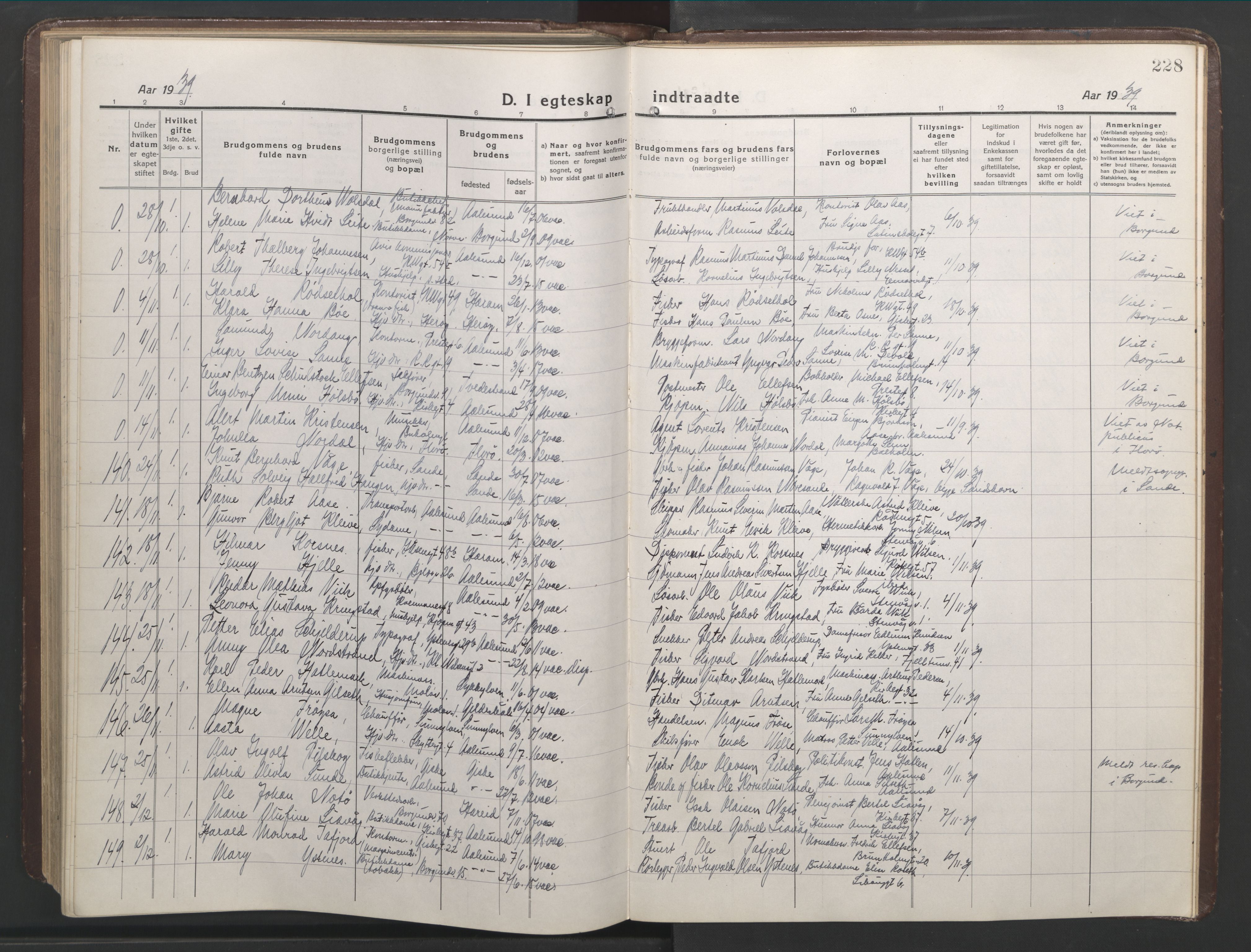 Ministerialprotokoller, klokkerbøker og fødselsregistre - Møre og Romsdal, AV/SAT-A-1454/529/L0473: Parish register (copy) no. 529C10, 1918-1941, p. 228