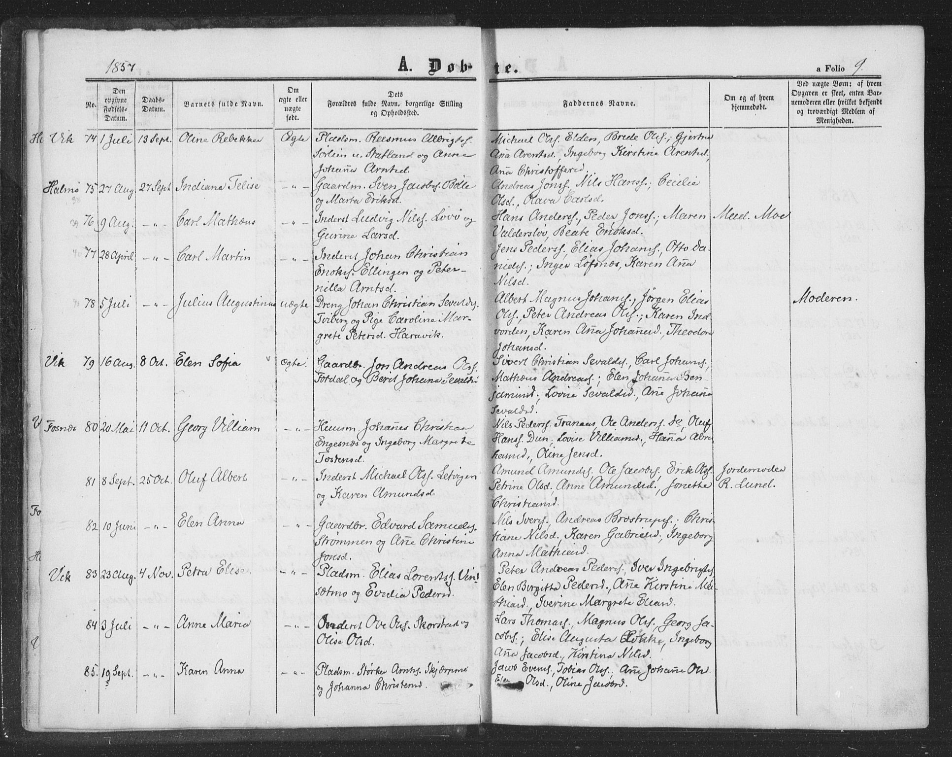 Ministerialprotokoller, klokkerbøker og fødselsregistre - Nord-Trøndelag, SAT/A-1458/773/L0615: Parish register (official) no. 773A06, 1857-1870, p. 9