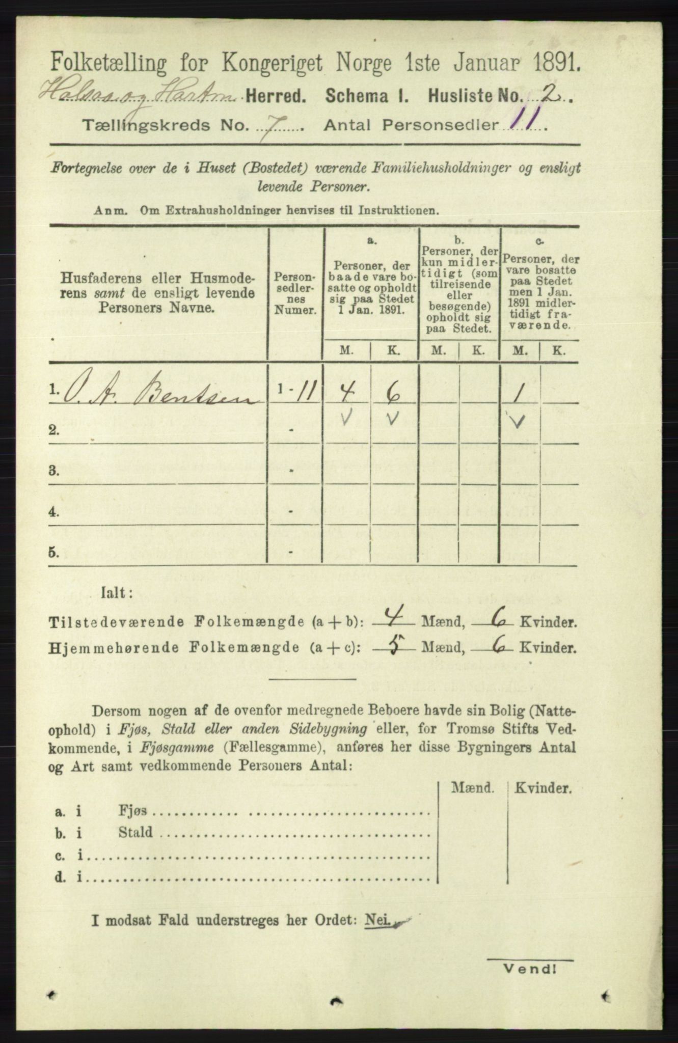 RA, 1891 census for 1019 Halse og Harkmark, 1891, p. 2656