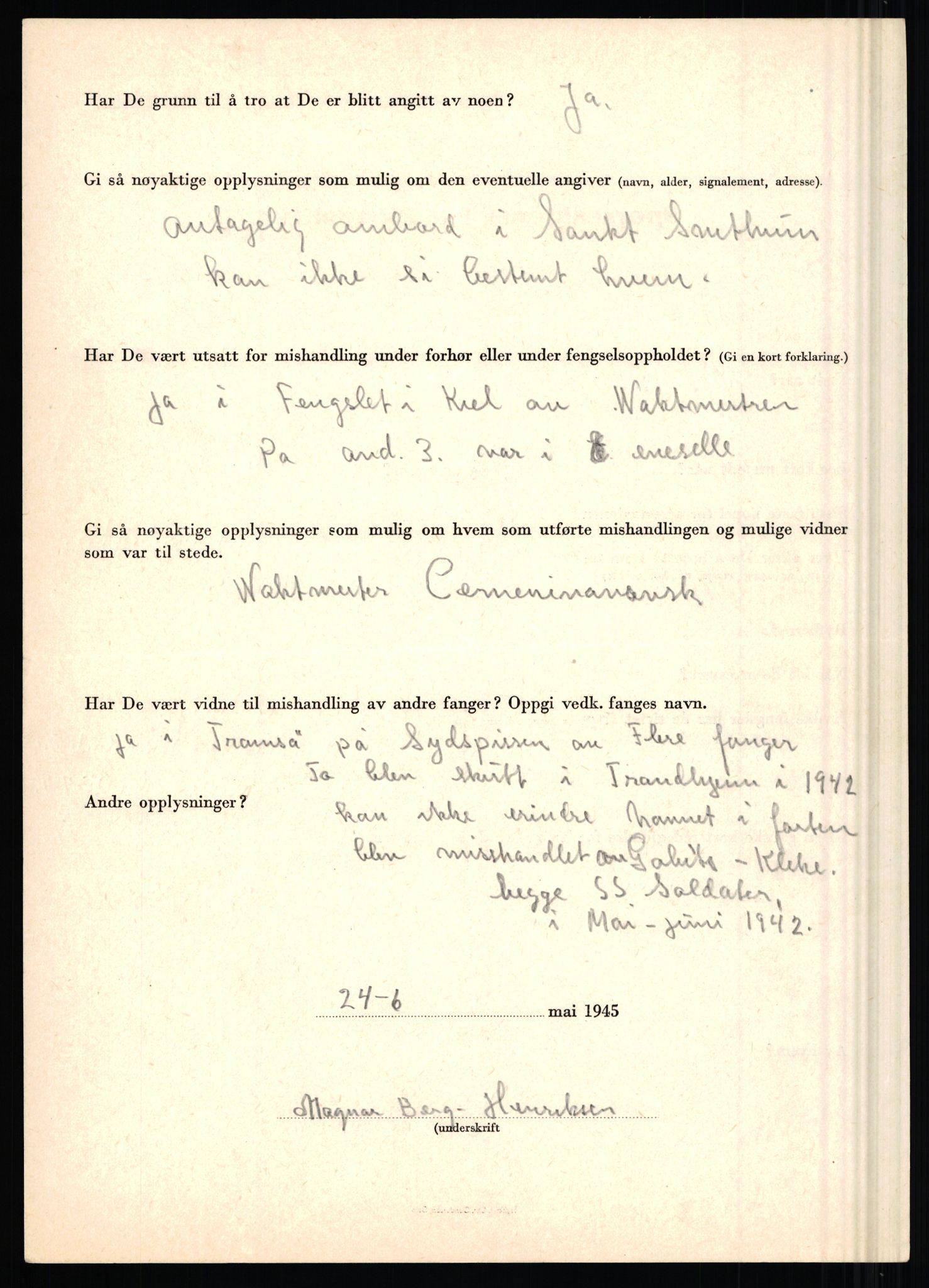 Rikspolitisjefen, AV/RA-S-1560/L/L0007: Heen, Erik C. - Iversen, Trygve, 1940-1945, p. 88