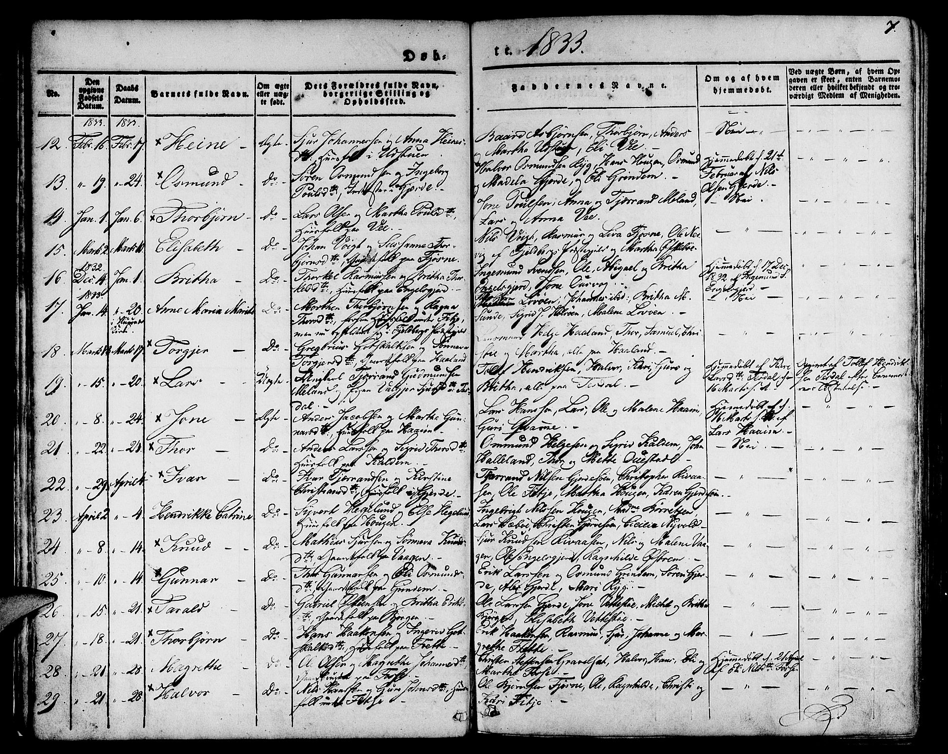 Etne sokneprestembete, AV/SAB-A-75001/H/Haa: Parish register (official) no. A 7, 1831-1847, p. 7