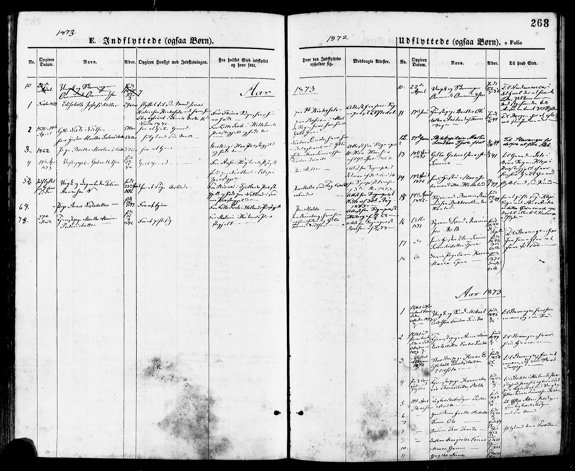 Håland sokneprestkontor, SAST/A-101802/001/30BA/L0009: Parish register (official) no. A 8, 1871-1882, p. 268