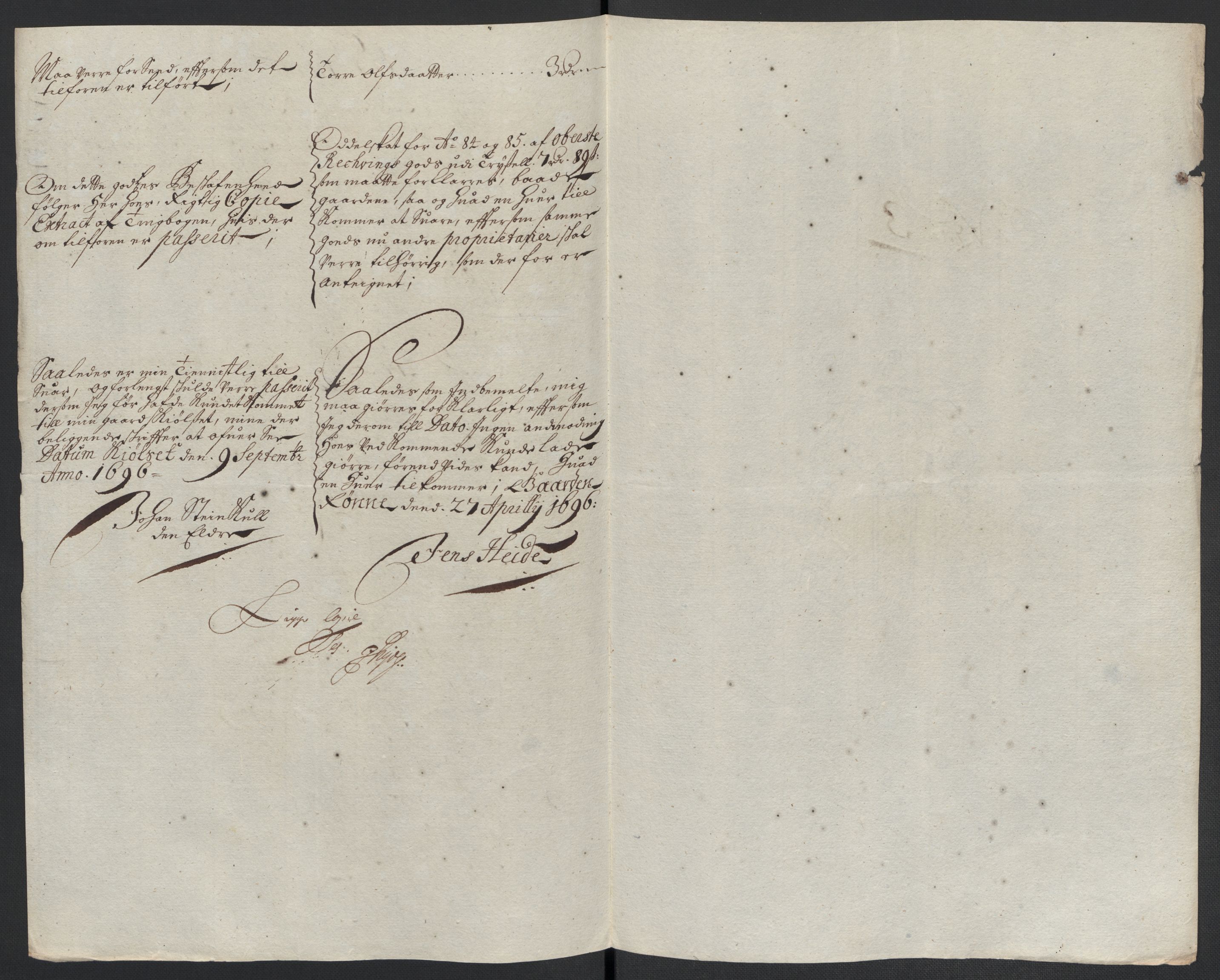 Rentekammeret inntil 1814, Reviderte regnskaper, Fogderegnskap, AV/RA-EA-4092/R13/L0834: Fogderegnskap Solør, Odal og Østerdal, 1696, p. 84