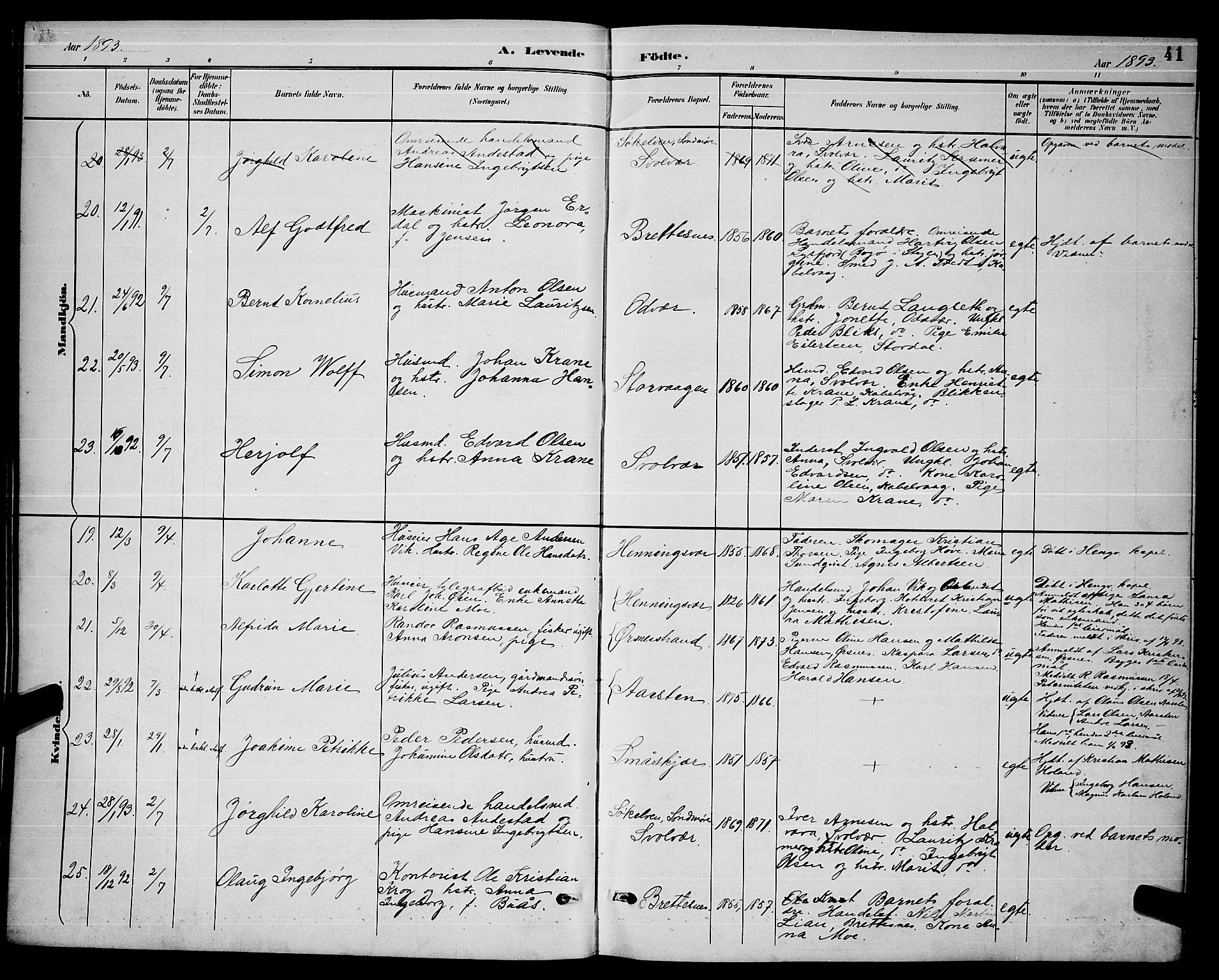 Ministerialprotokoller, klokkerbøker og fødselsregistre - Nordland, AV/SAT-A-1459/874/L1077: Parish register (copy) no. 874C06, 1891-1900, p. 41