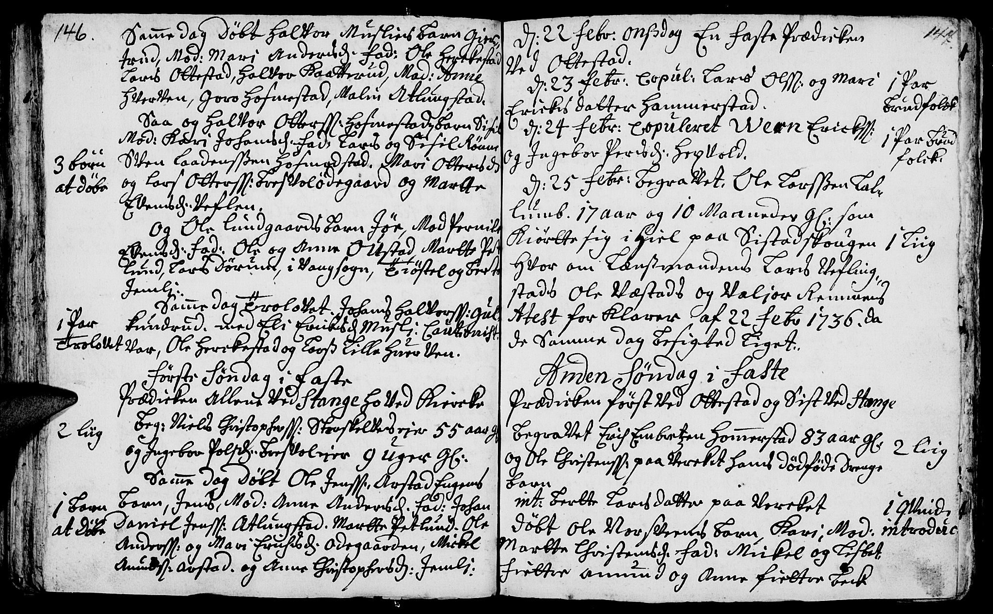 Stange prestekontor, AV/SAH-PREST-002/K/L0003: Parish register (official) no. 3, 1732-1738, p. 146-147