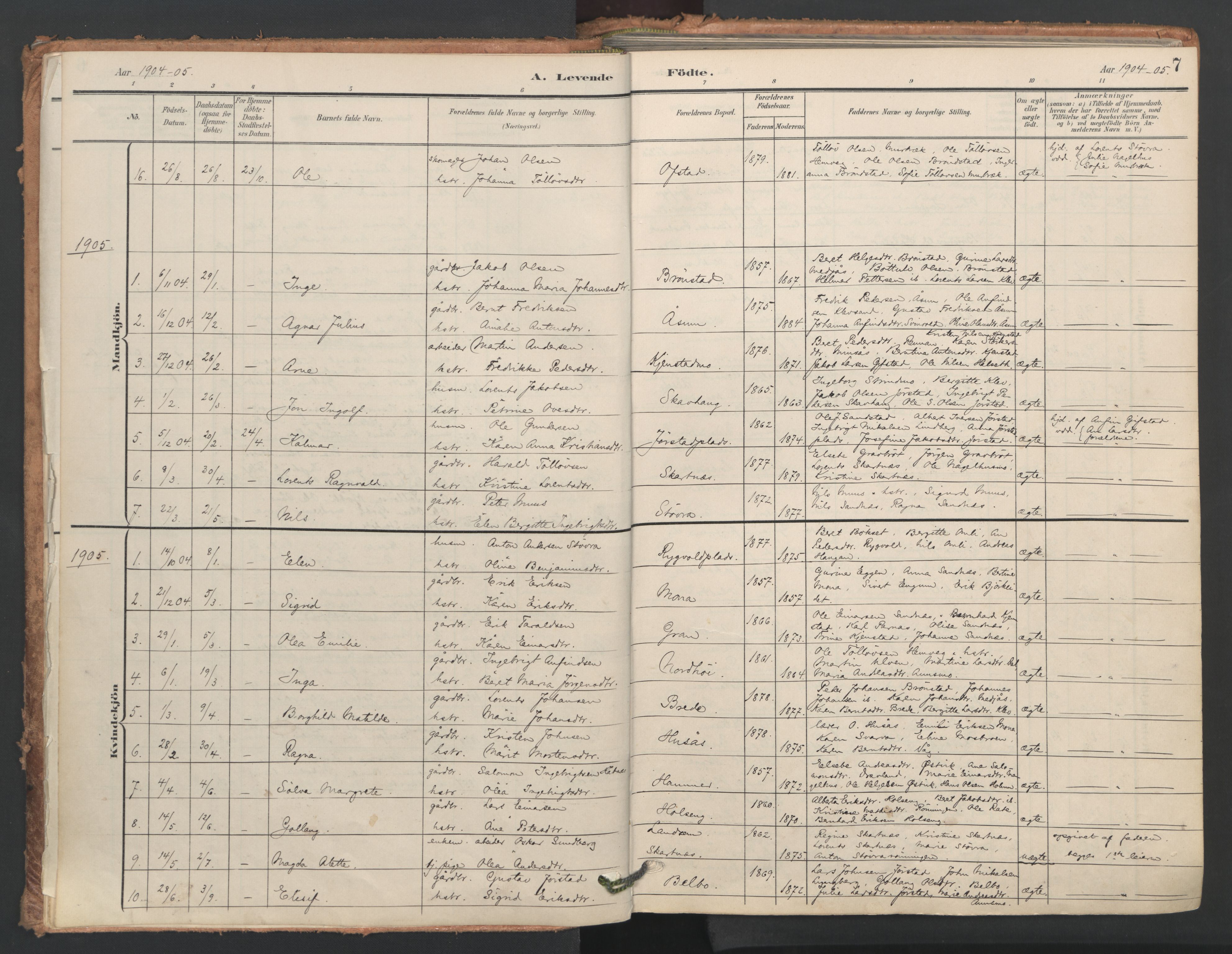 Ministerialprotokoller, klokkerbøker og fødselsregistre - Nord-Trøndelag, SAT/A-1458/749/L0477: Parish register (official) no. 749A11, 1902-1927, p. 7