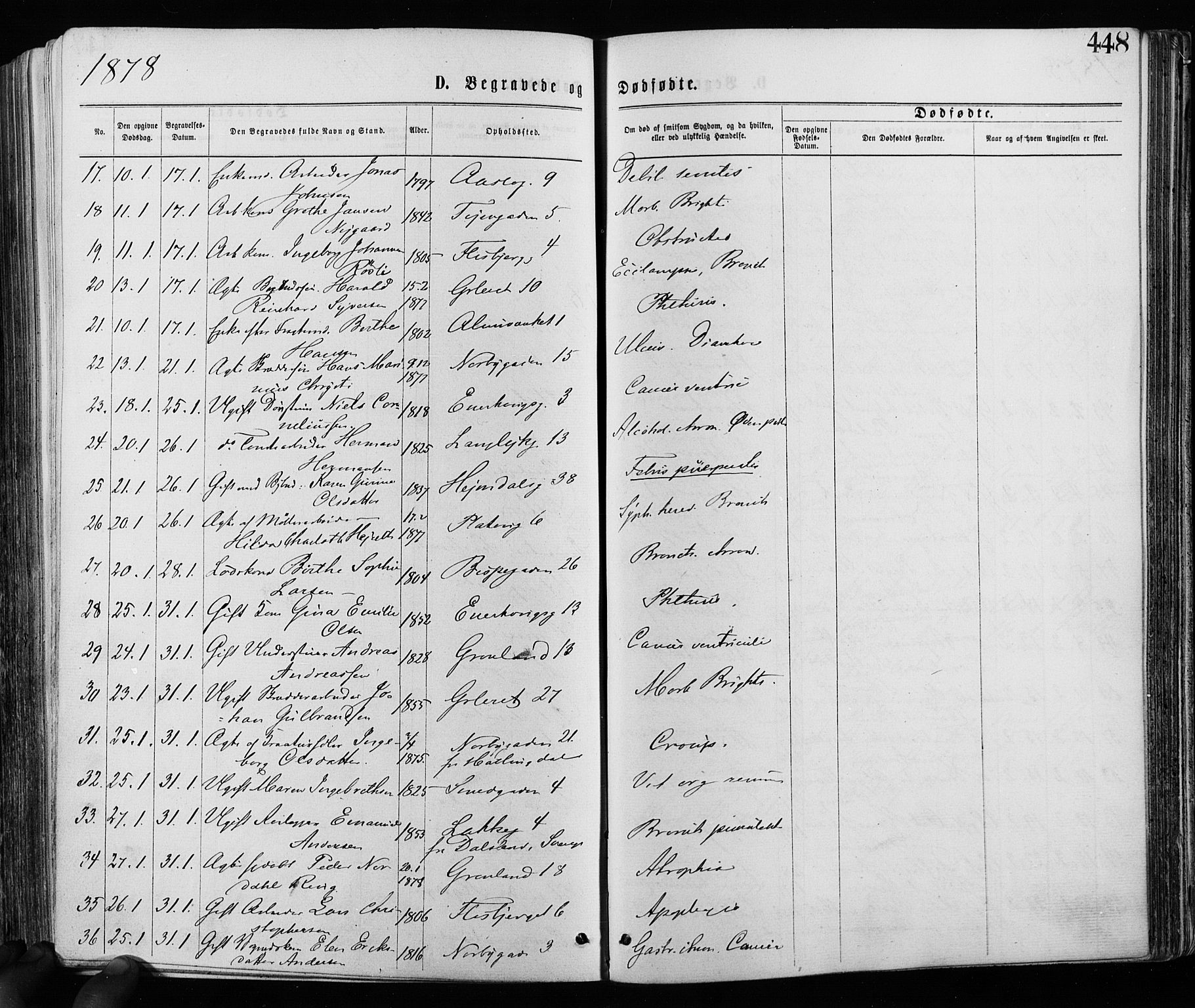 Grønland prestekontor Kirkebøker, SAO/A-10848/F/Fa/L0005: Parish register (official) no. 5, 1869-1880, p. 448