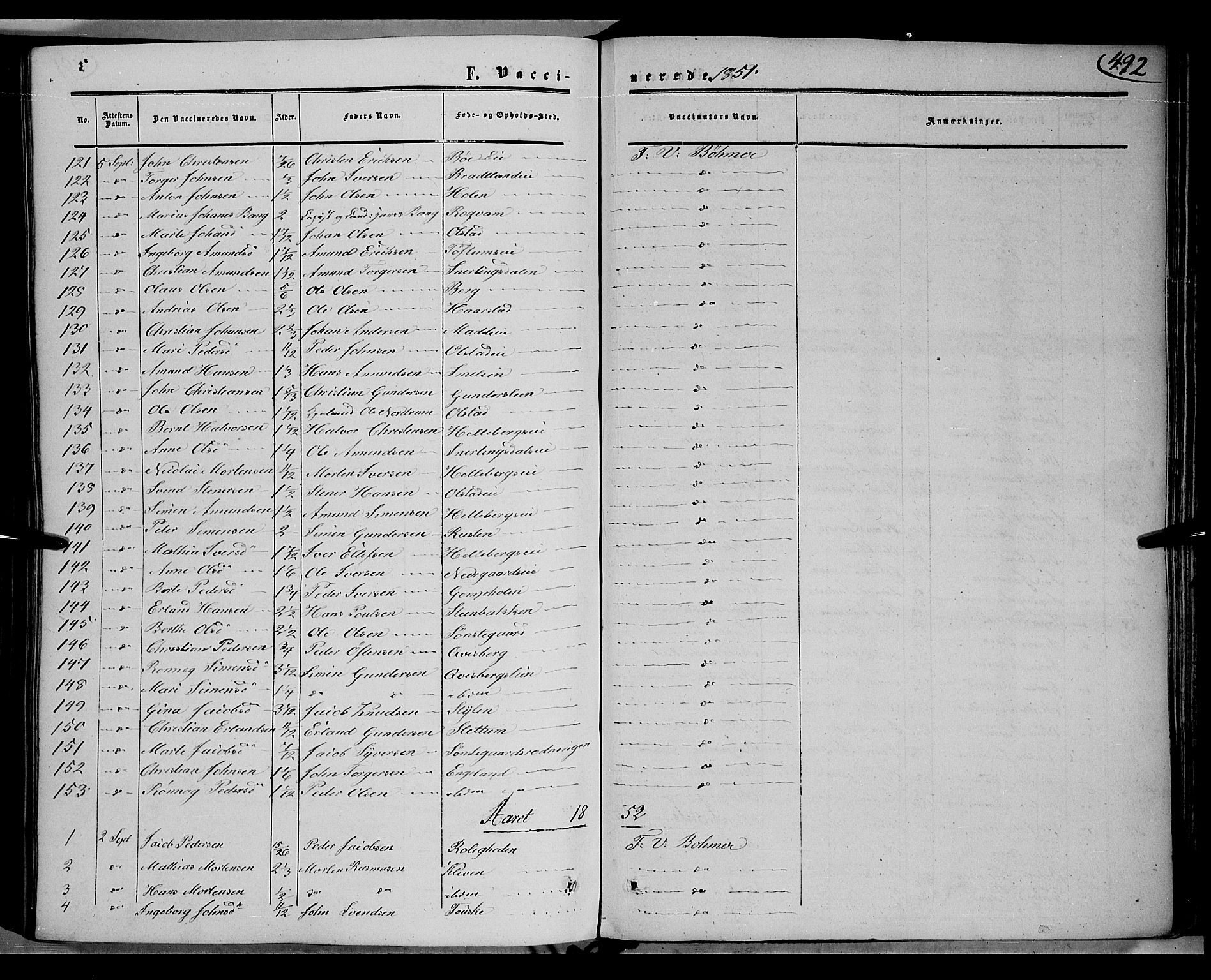 Gausdal prestekontor, SAH/PREST-090/H/Ha/Haa/L0008: Parish register (official) no. 8, 1850-1861, p. 492