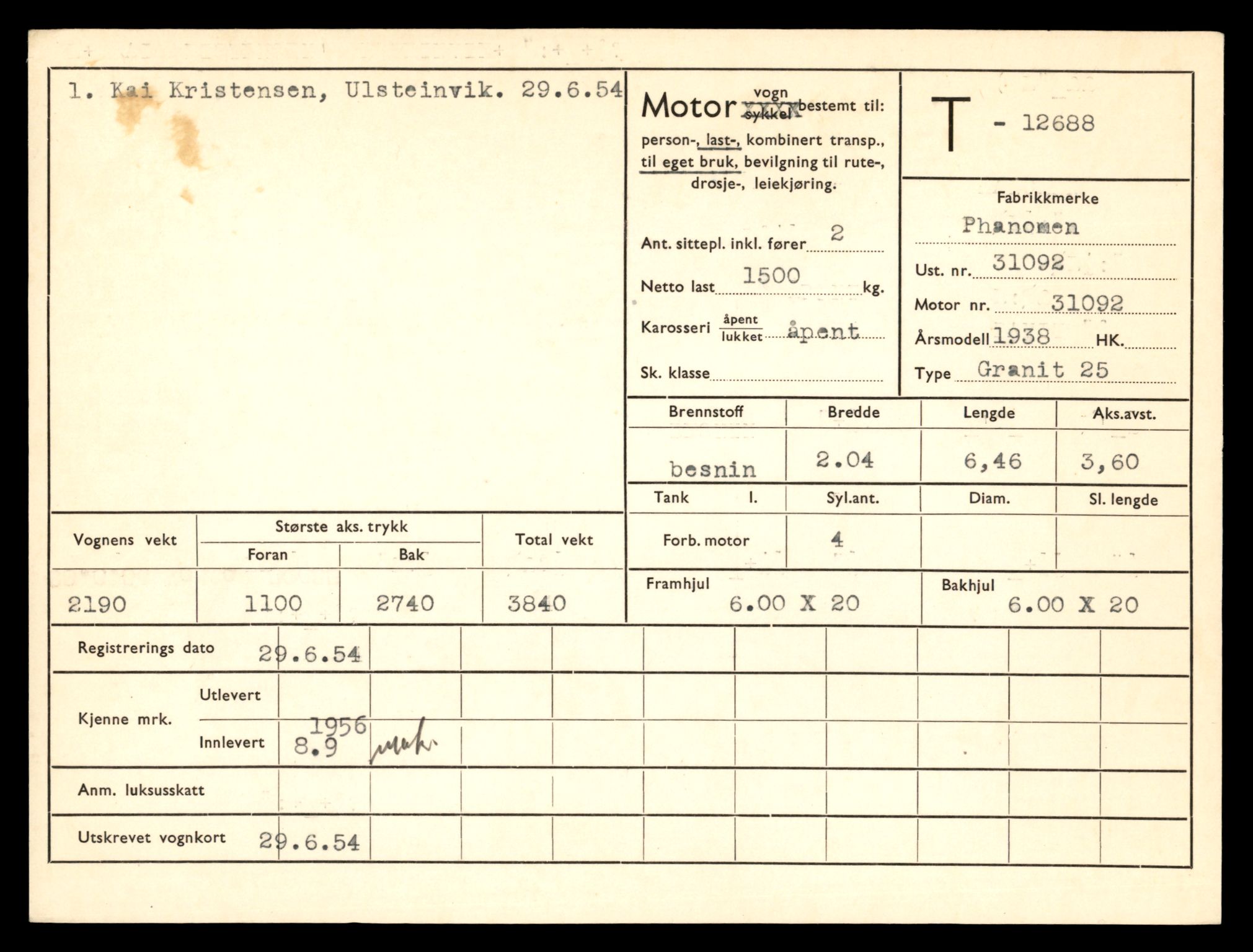 Møre og Romsdal vegkontor - Ålesund trafikkstasjon, AV/SAT-A-4099/F/Fe/L0035: Registreringskort for kjøretøy T 12653 - T 12829, 1927-1998, p. 641