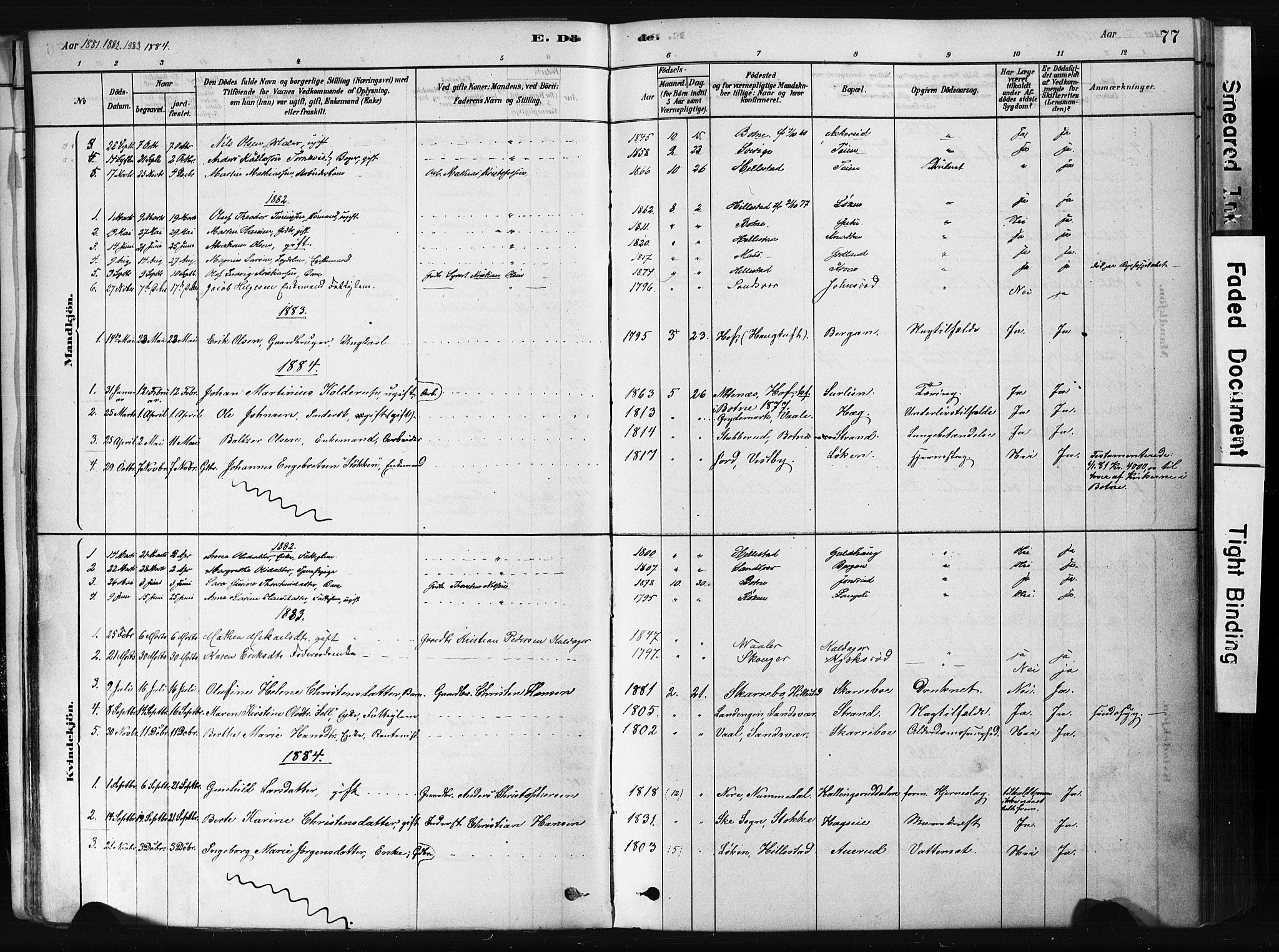Botne kirkebøker, SAKO/A-340/F/Fb/L0001: Parish register (official) no. II 1, 1878-1902, p. 77