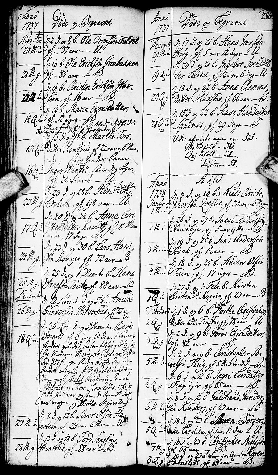 Aurskog prestekontor Kirkebøker, SAO/A-10304a/F/Fa/L0002: Parish register (official) no. I 2, 1735-1766, p. 286