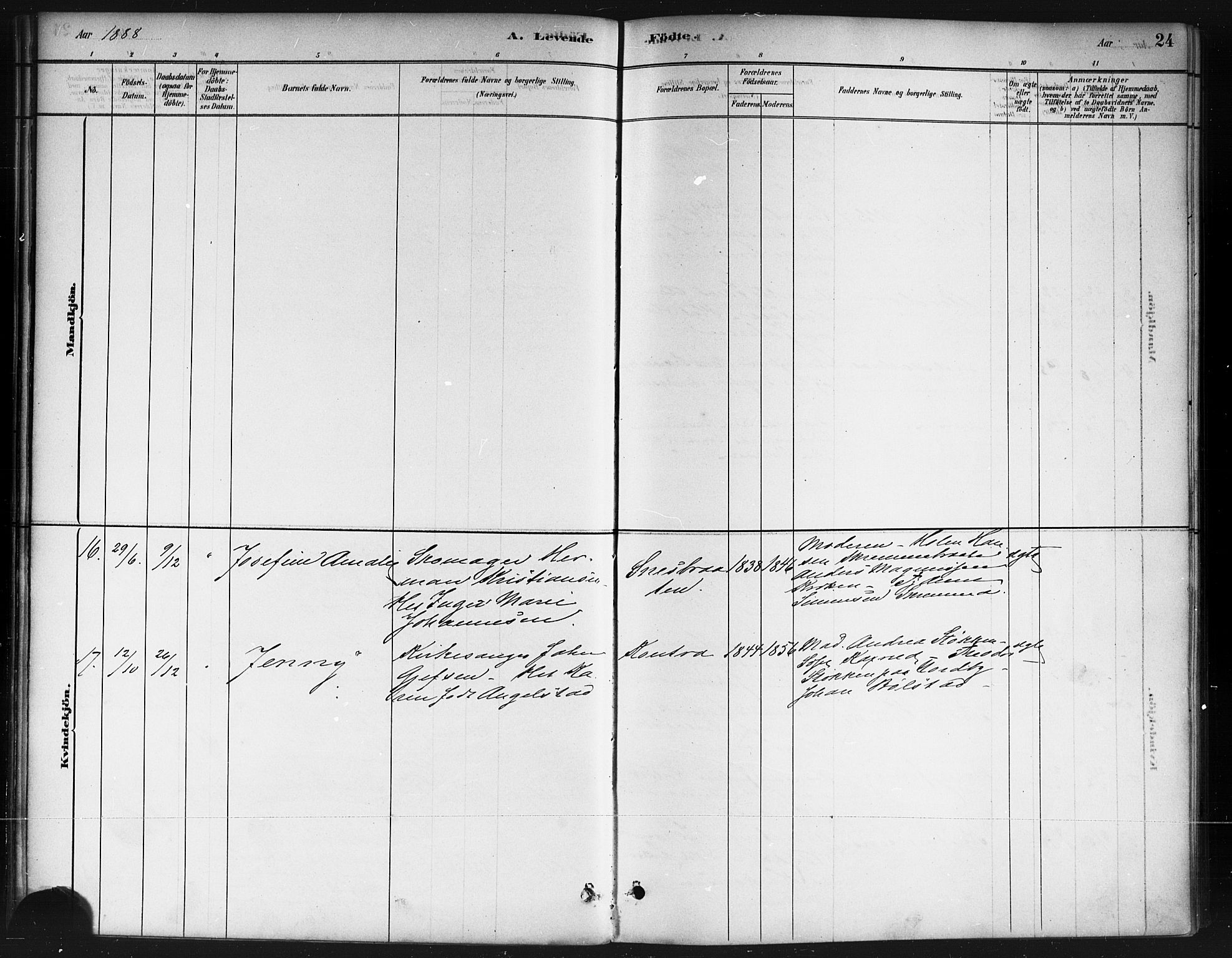 Ås prestekontor Kirkebøker, SAO/A-10894/F/Fb/L0001: Parish register (official) no. II 1, 1881-1895, p. 24