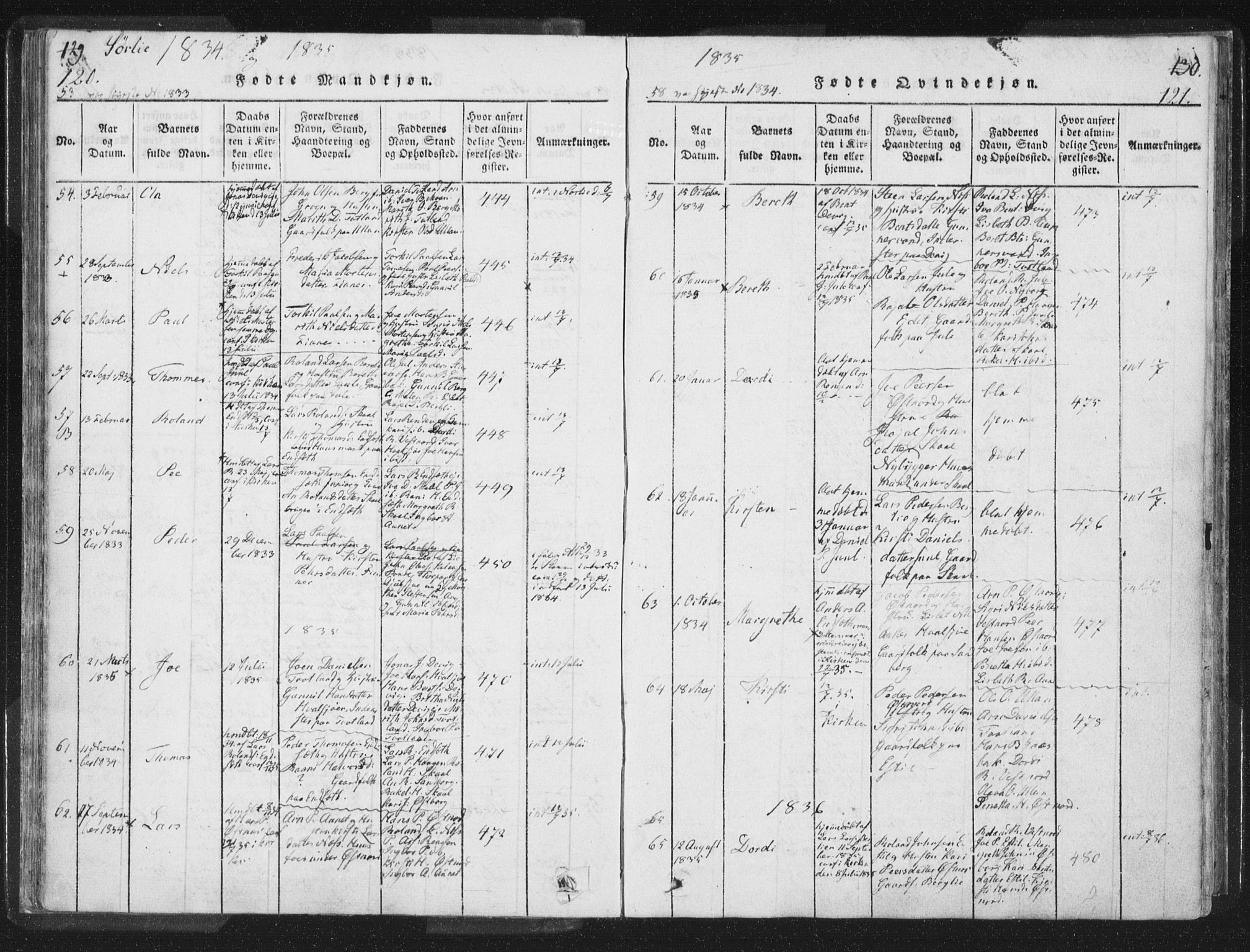 Ministerialprotokoller, klokkerbøker og fødselsregistre - Nord-Trøndelag, SAT/A-1458/755/L0491: Parish register (official) no. 755A01 /2, 1817-1864, p. 120-121