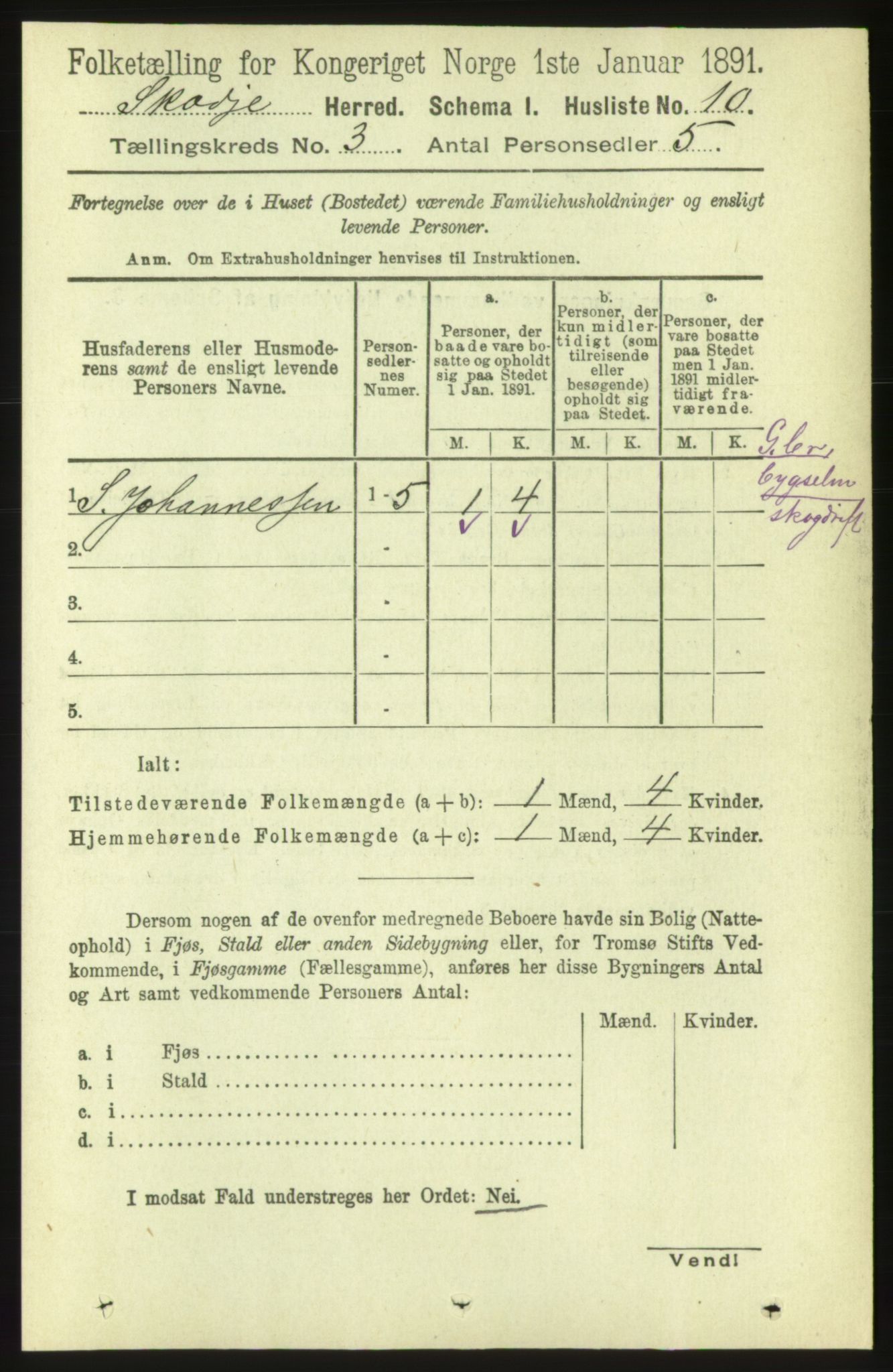 RA, 1891 census for 1529 Skodje, 1891, p. 444