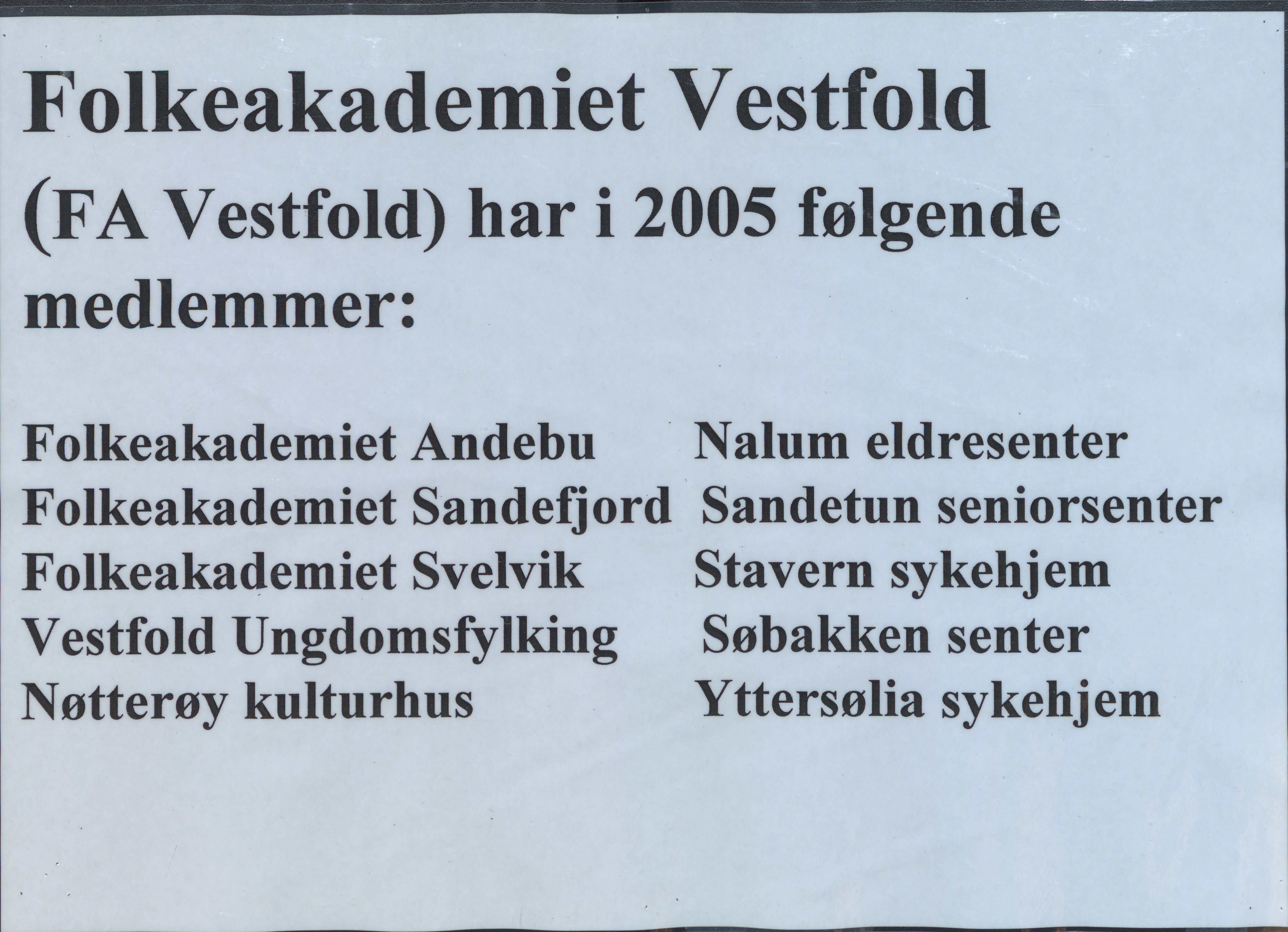Pa 765 - Folkeakademiet i Andebu, VEMU/A-1887/X/L0002: Plakater