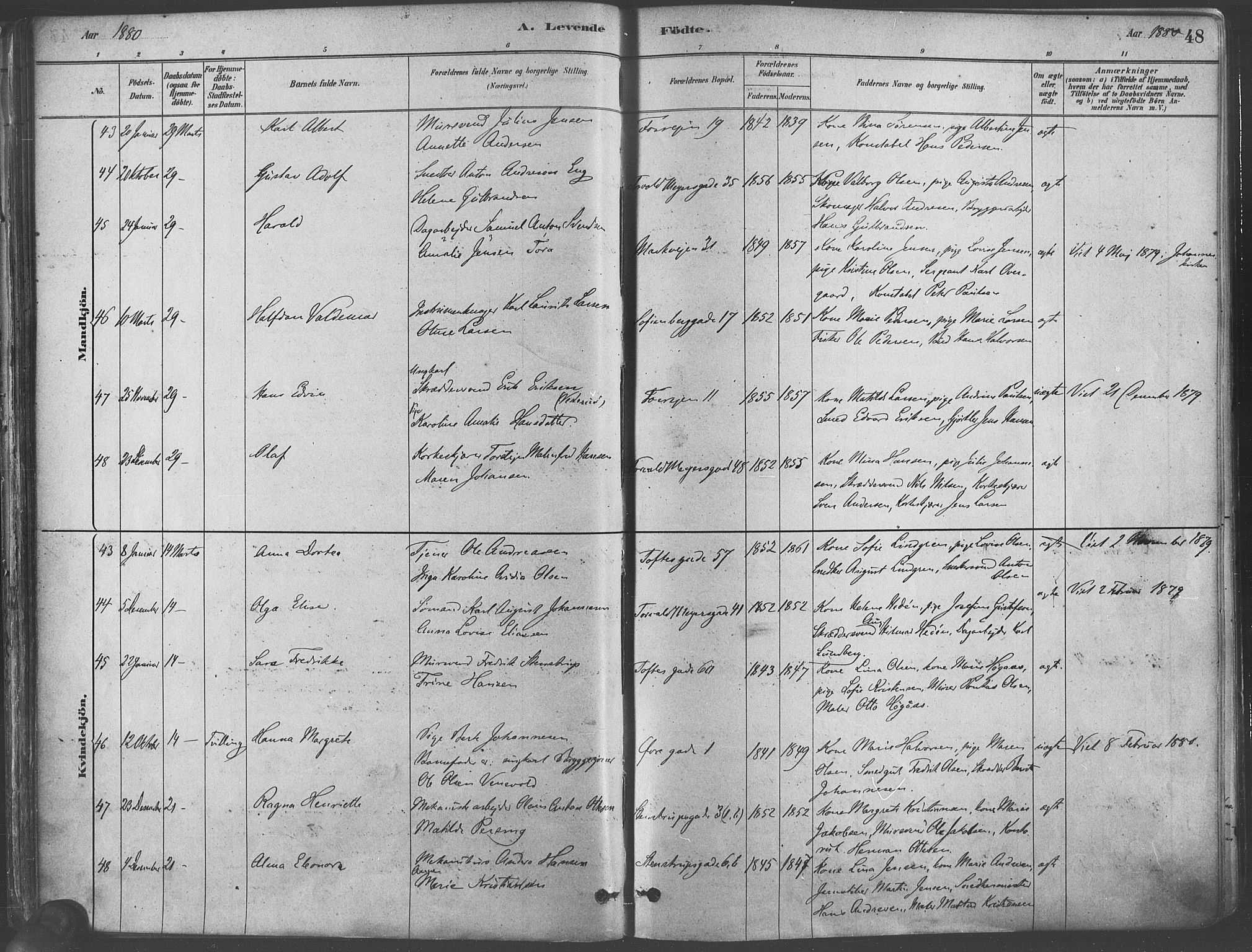 Paulus prestekontor Kirkebøker, AV/SAO-A-10871/F/Fa/L0003: Parish register (official) no. 3, 1879-1887, p. 48