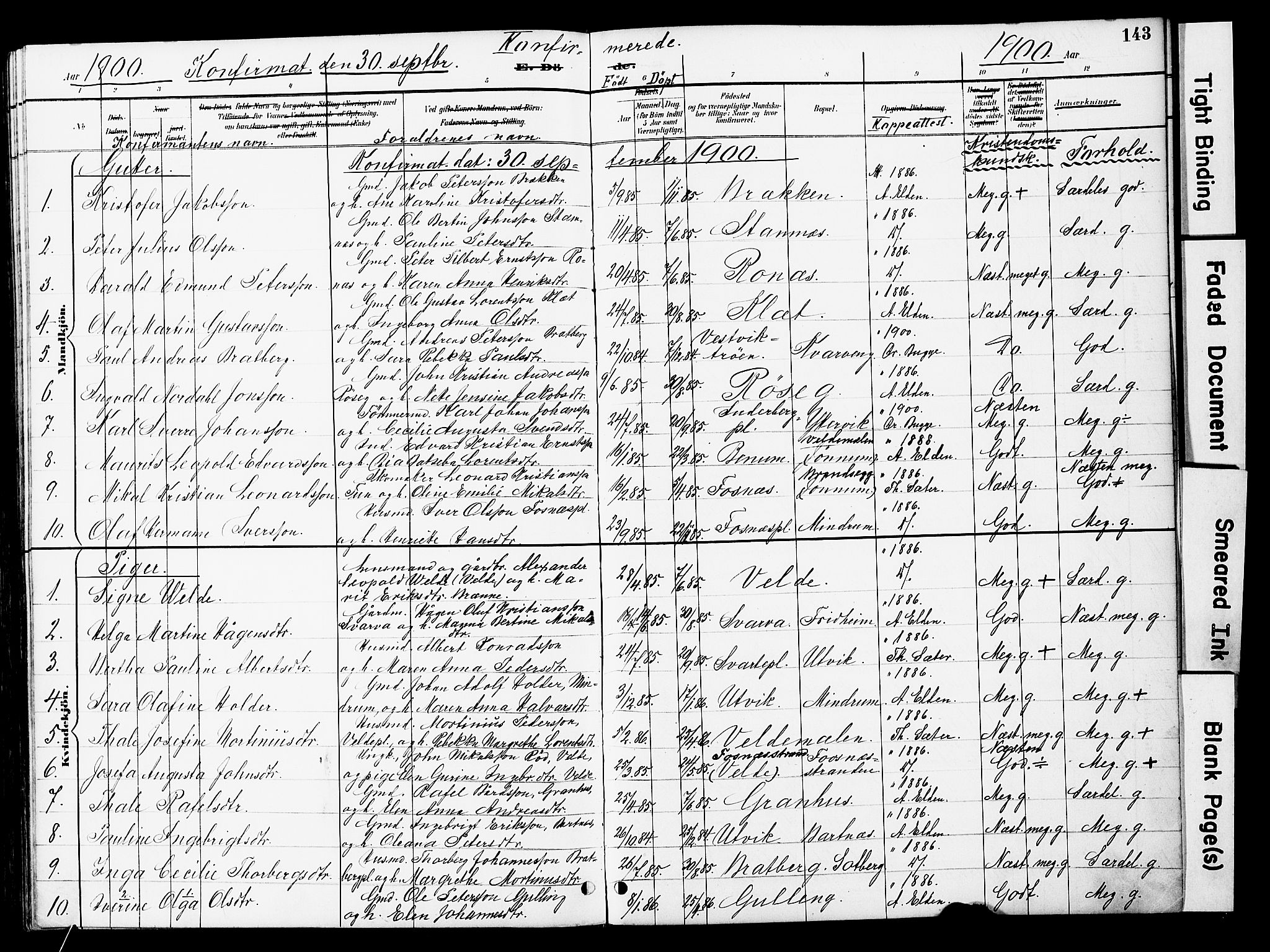 Ministerialprotokoller, klokkerbøker og fødselsregistre - Nord-Trøndelag, AV/SAT-A-1458/741/L0396: Parish register (official) no. 741A10, 1889-1901, p. 143