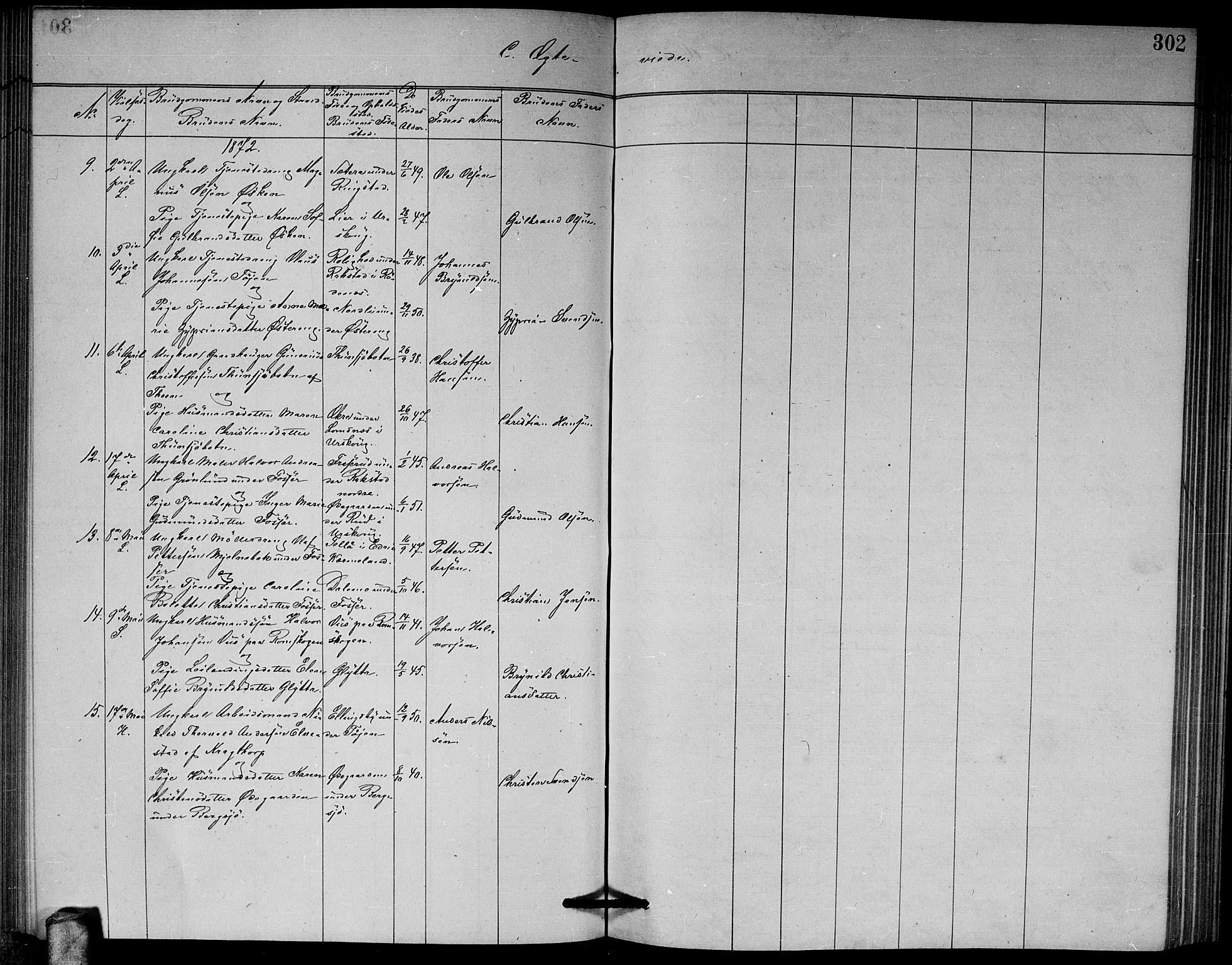 Høland prestekontor Kirkebøker, AV/SAO-A-10346a/G/Ga/L0006: Parish register (copy) no. I 6, 1869-1879, p. 302