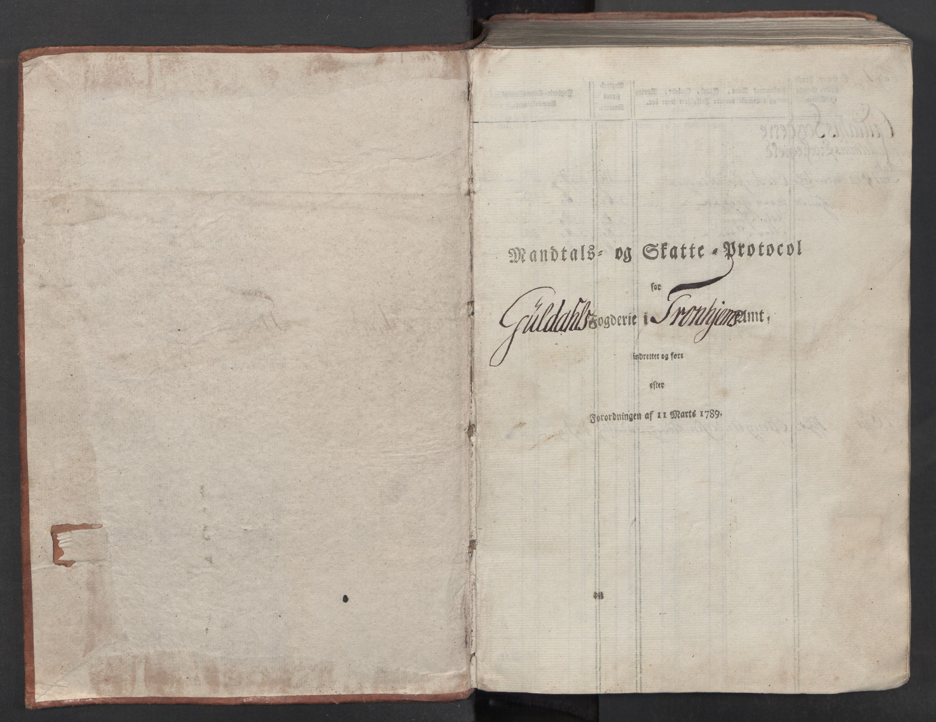 Rentekammeret inntil 1814, Reviderte regnskaper, Mindre regnskaper, RA/EA-4068/Rf/Rfe/L0034: Orkdal og Gauldal fogderi, 1789, p. 4