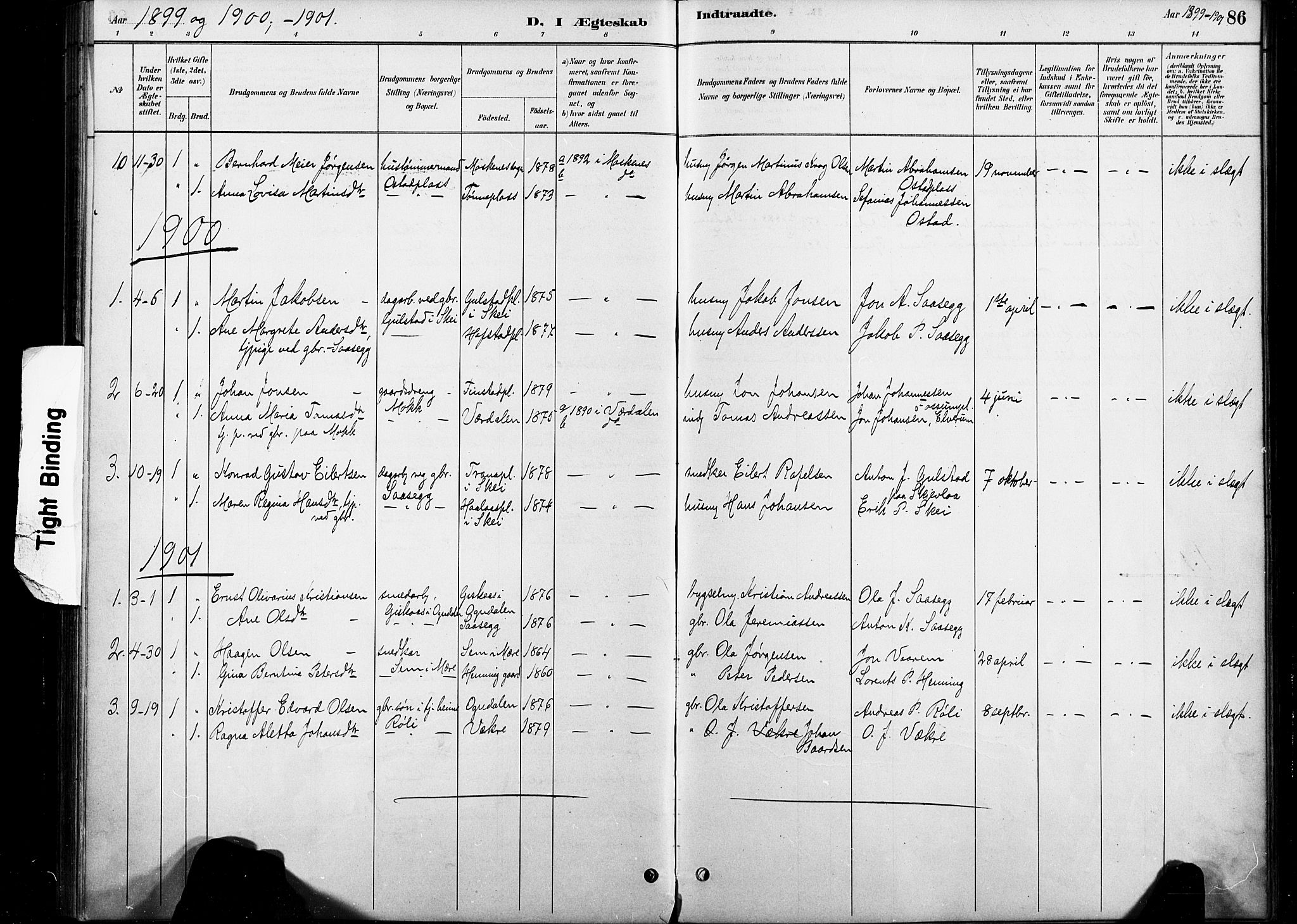 Ministerialprotokoller, klokkerbøker og fødselsregistre - Nord-Trøndelag, SAT/A-1458/738/L0364: Parish register (official) no. 738A01, 1884-1902, p. 86