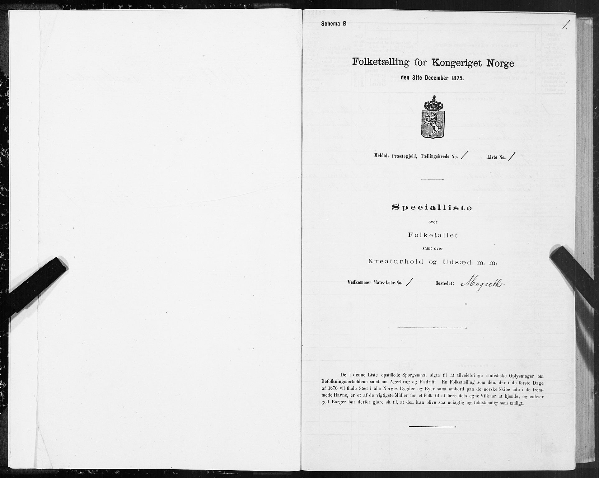 SAT, 1875 census for 1636P Meldal, 1875, p. 1001