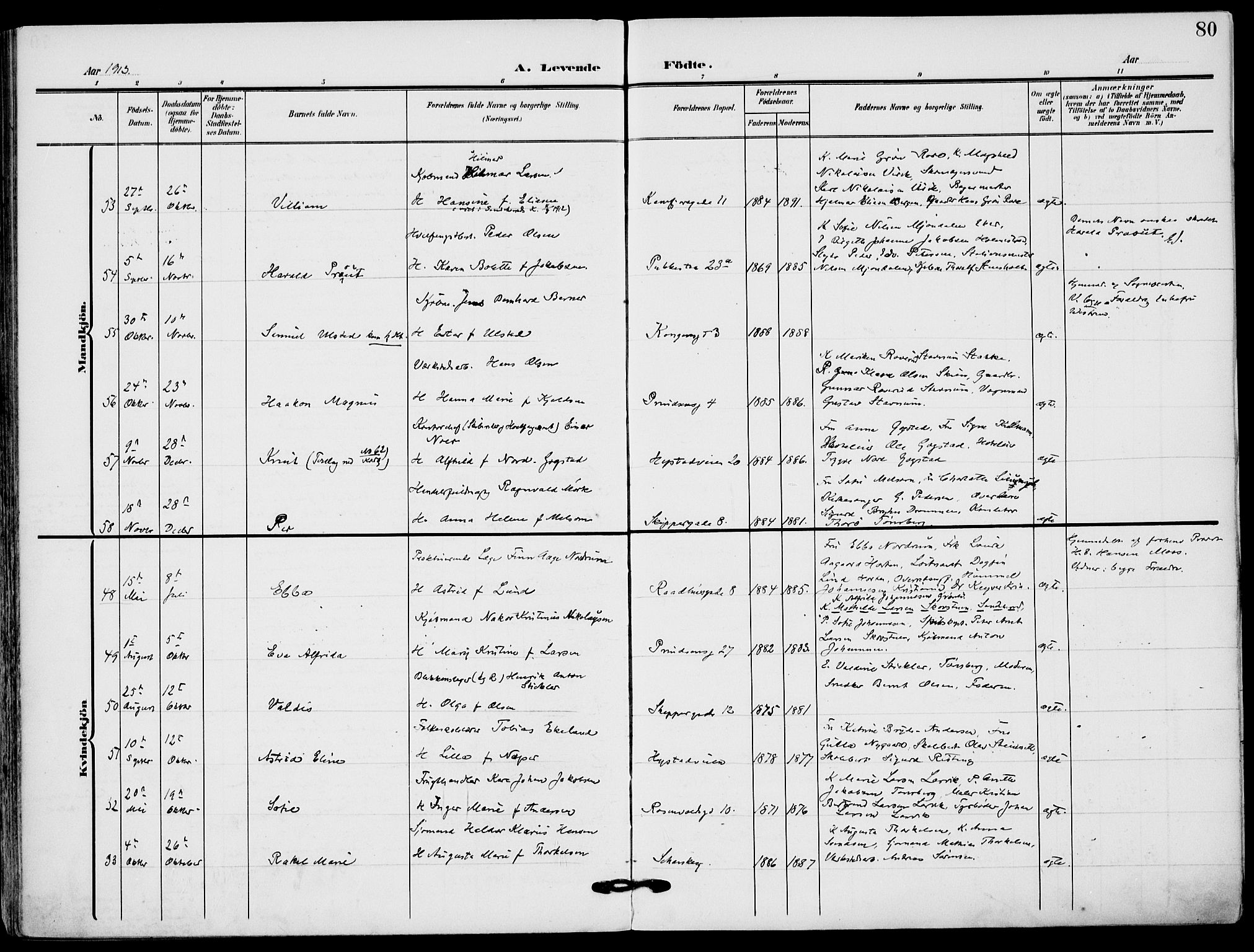 Sandefjord kirkebøker, AV/SAKO-A-315/F/Fa/L0005: Parish register (official) no. 5, 1906-1915, p. 80