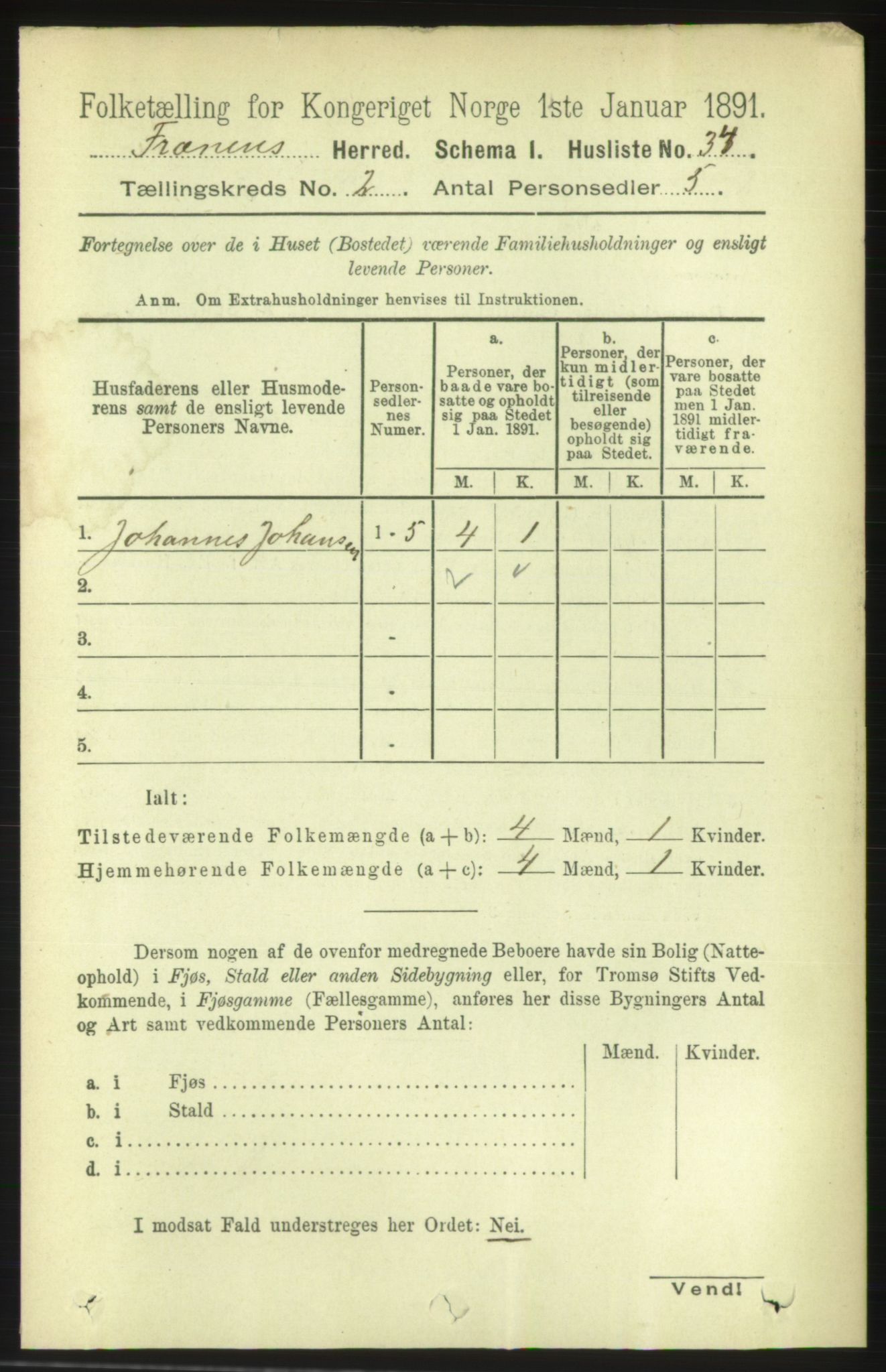 RA, 1891 census for 1548 Fræna, 1891, p. 485