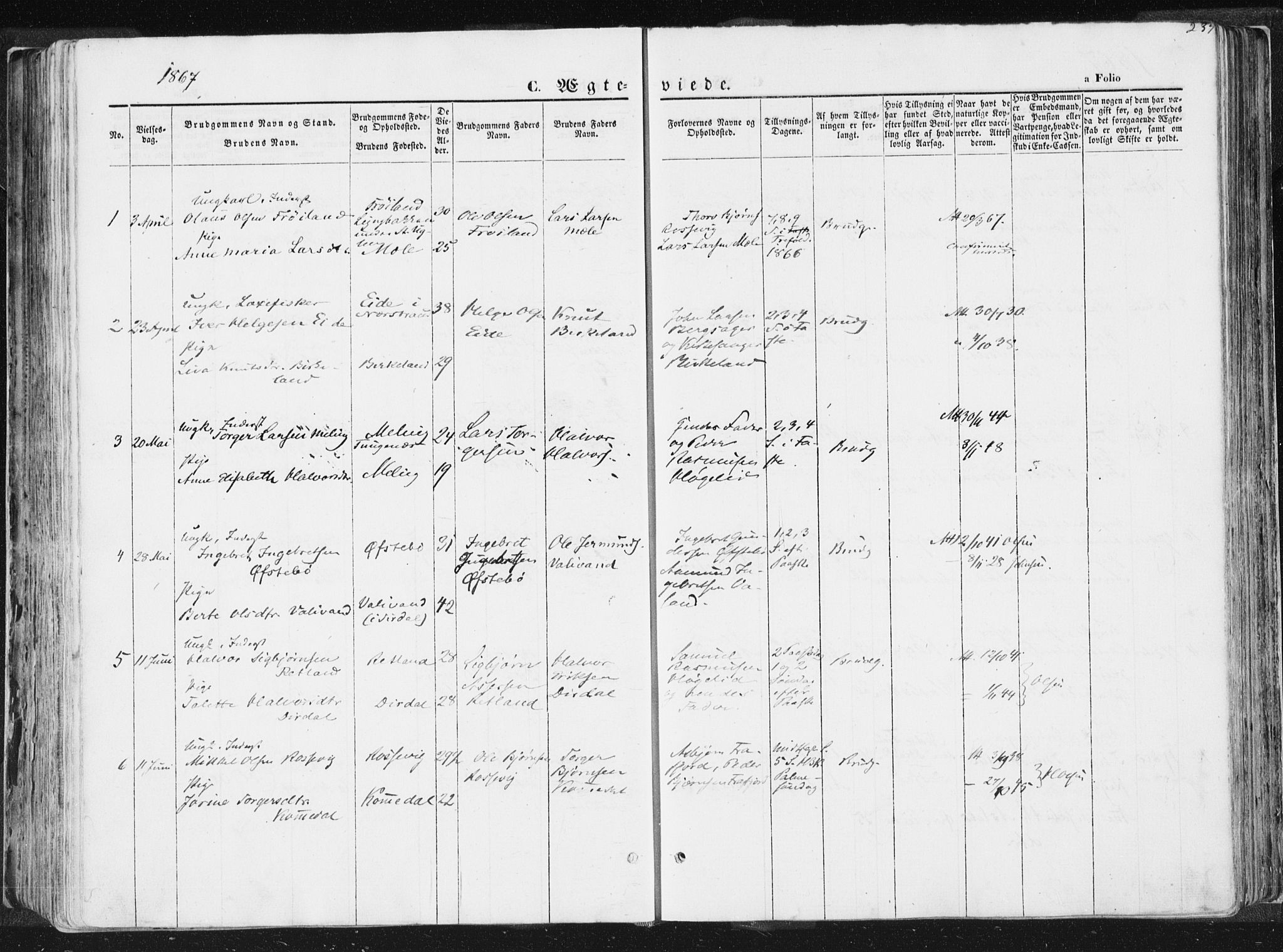 Høgsfjord sokneprestkontor, SAST/A-101624/H/Ha/Haa/L0001: Parish register (official) no. A 1, 1854-1875, p. 239